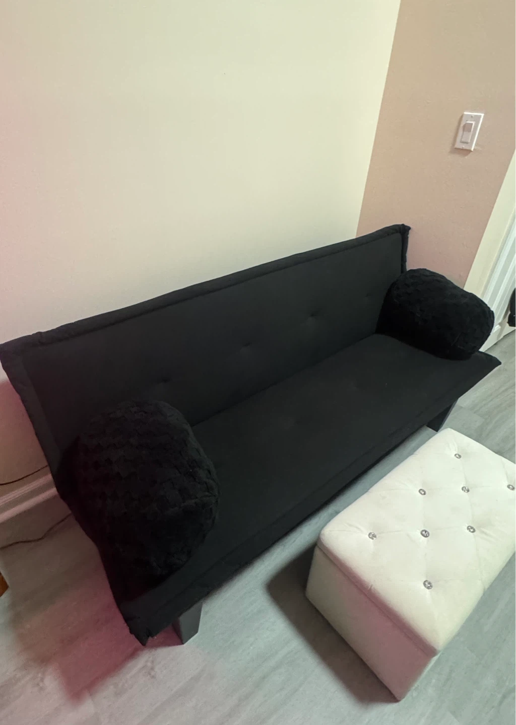 Black Faux Suede Futon Sofa Bed