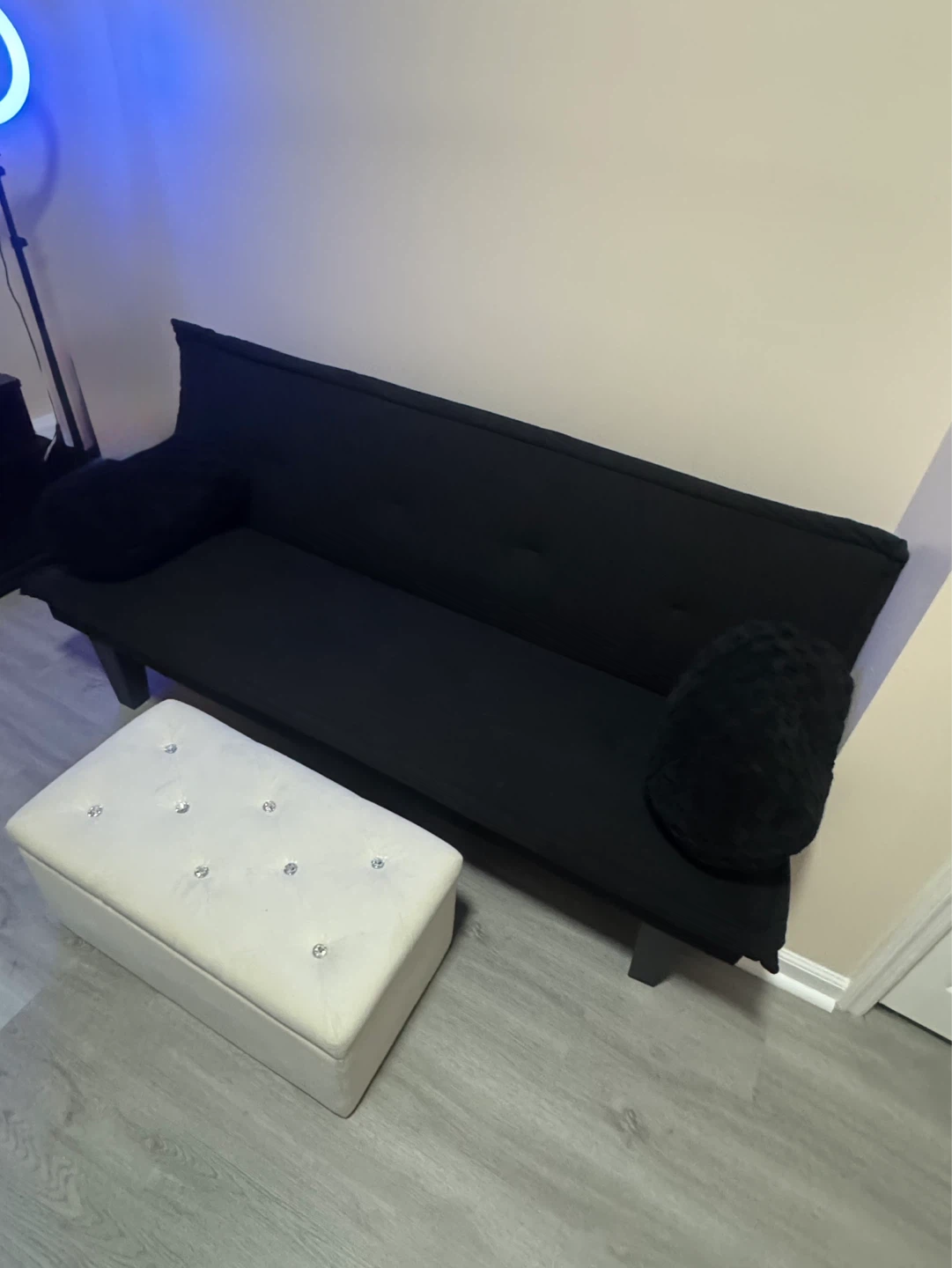 Black Faux Suede Futon Sofa Bed - photo 5