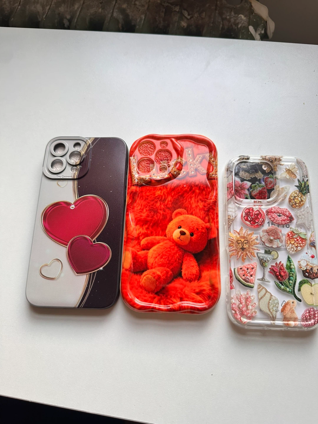 iPhone Cases - Teddy Bear, Hearts, and Fruit Designs
