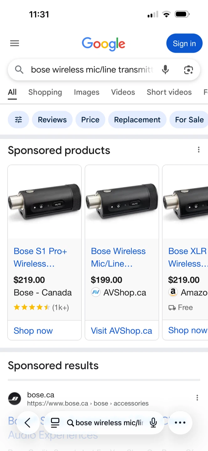 Bose Wireless Mic/Line Transmitter