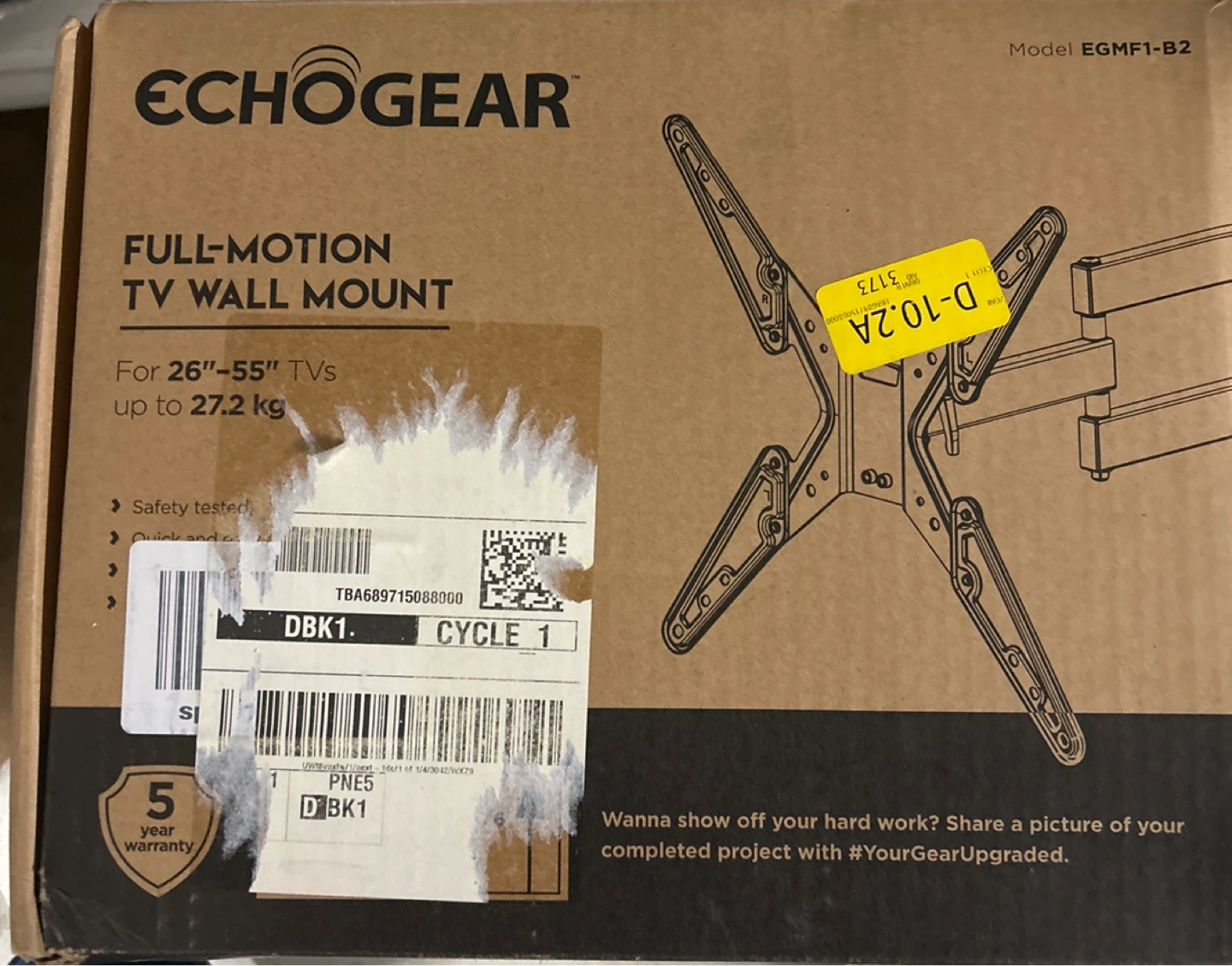 Echogear Full-Motion TV Wall Mount EGMF1-B2 for 26"-55" TVs