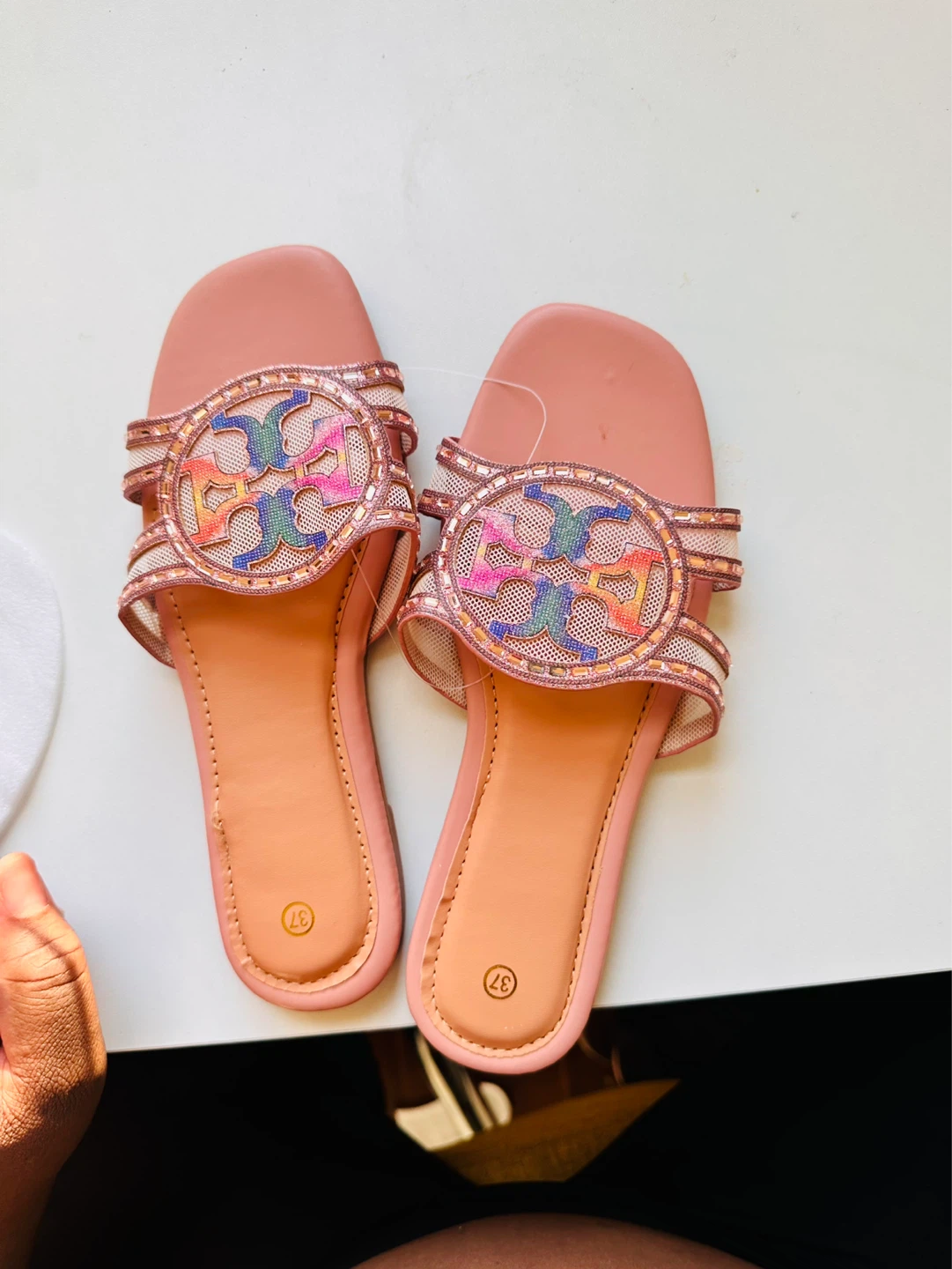 Women's Embellished Slide Sandals Size 37