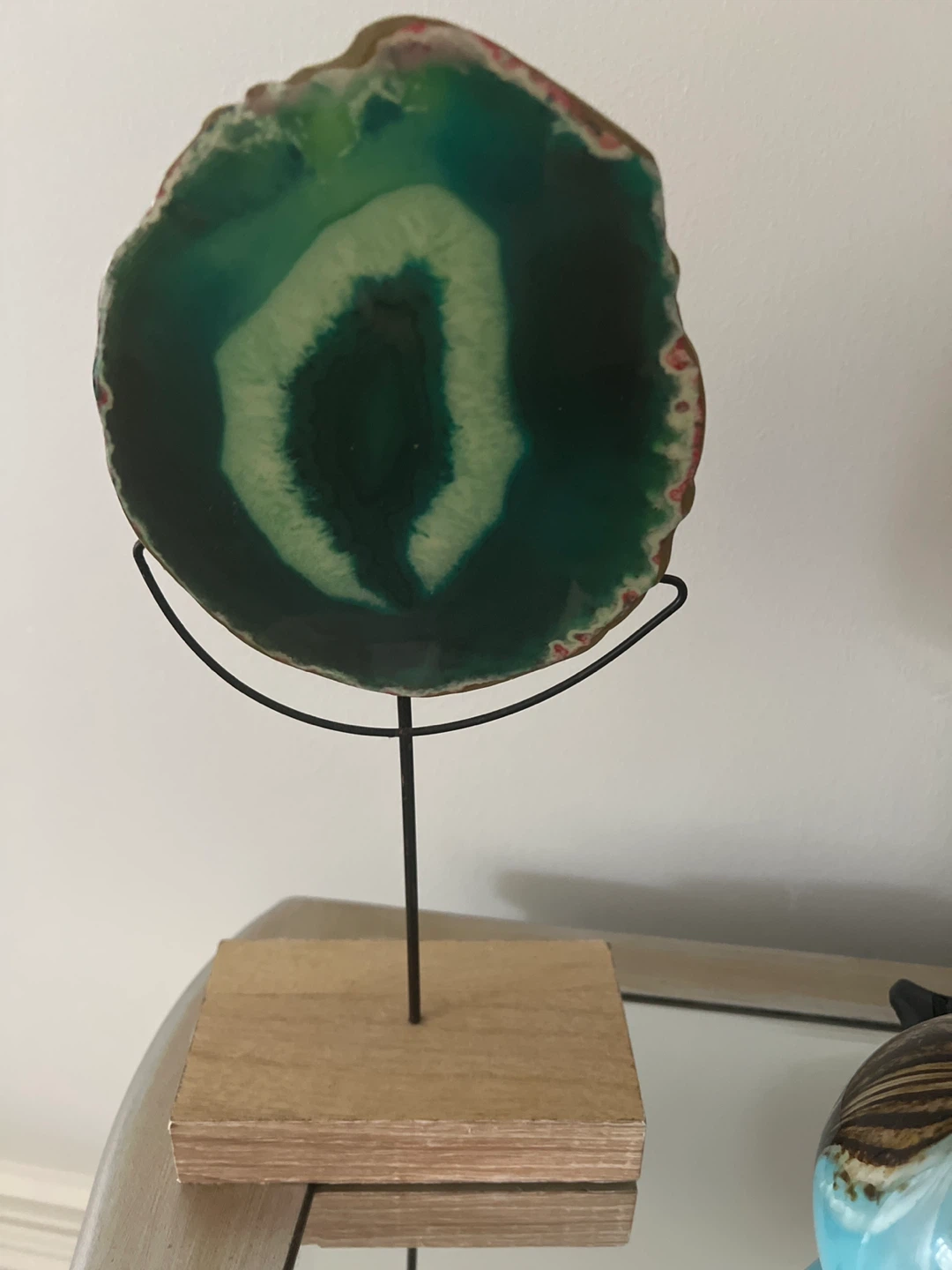 Green Agate Slice Display Stand