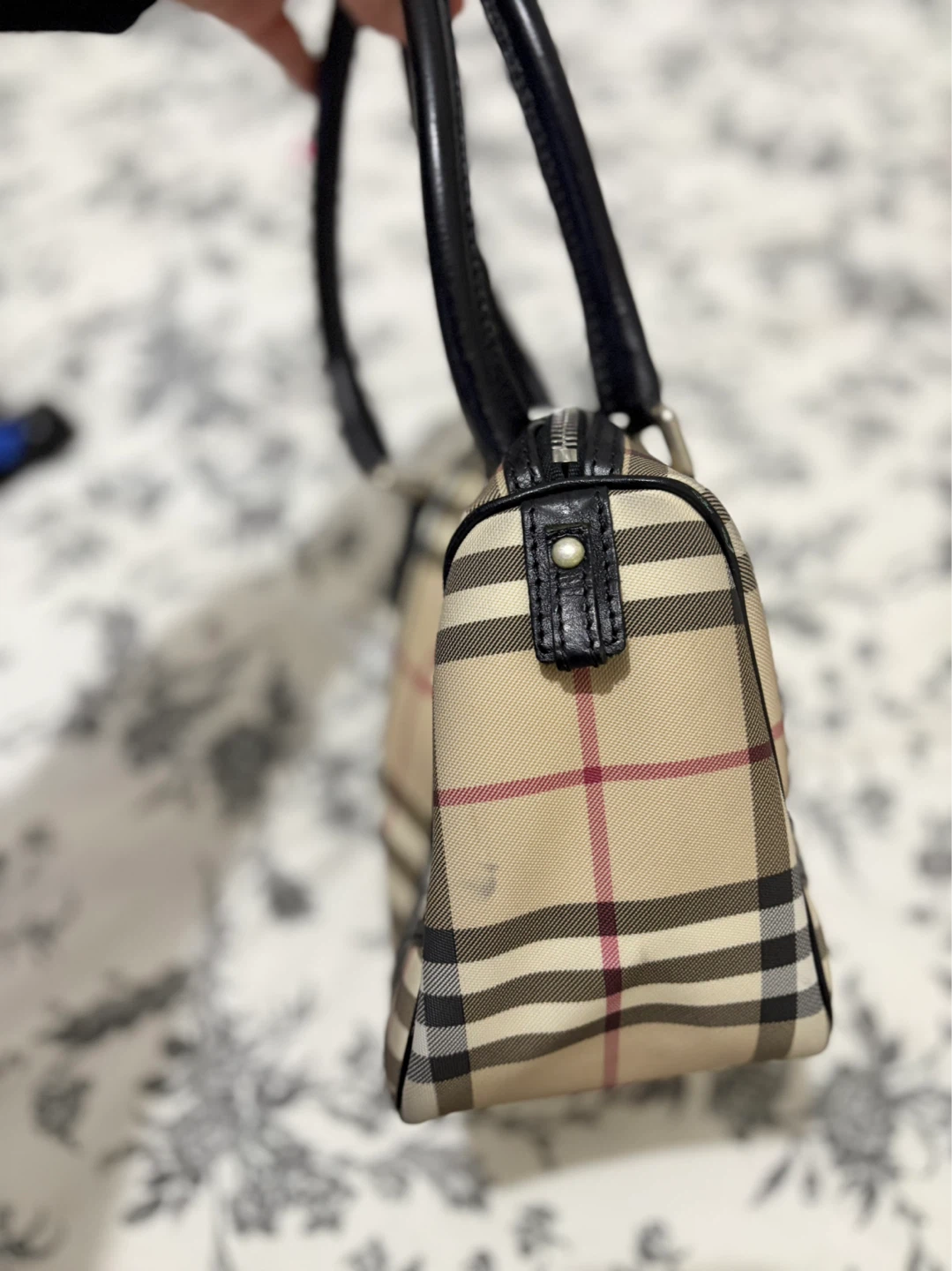Burberry London Plaid Canvas Leather Trim Shoulder Bag - photo 4