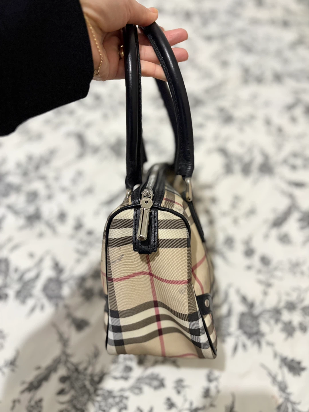 Burberry London Plaid Canvas Leather Trim Shoulder Bag - photo 2