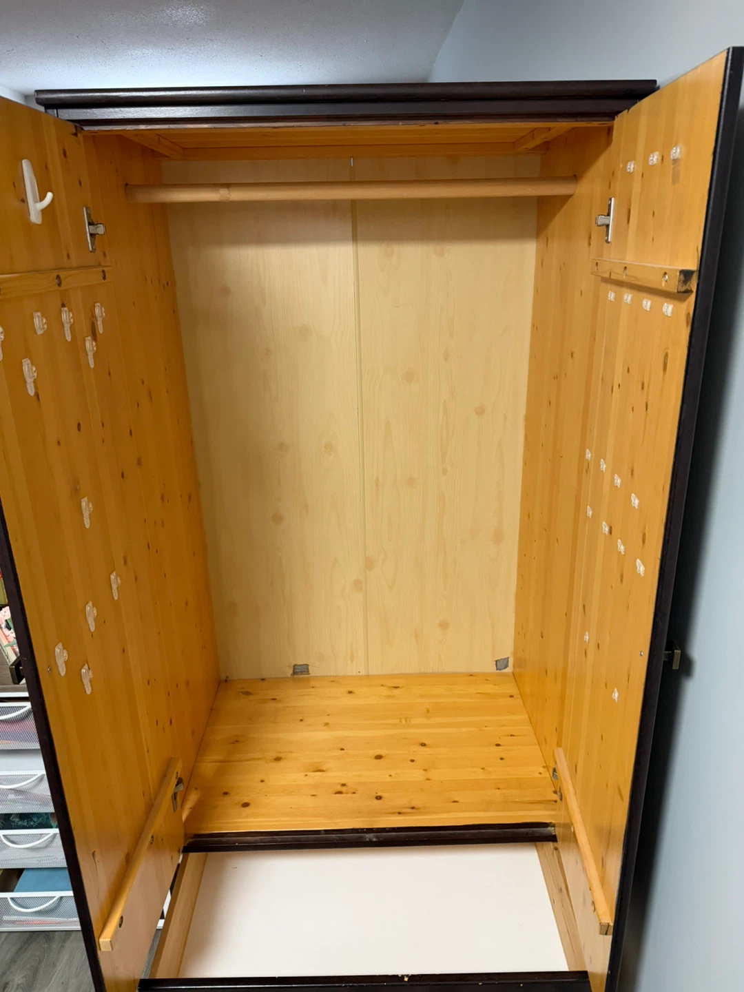 Wooden Wardrobe Armoire with Hanging Rod - photo 2