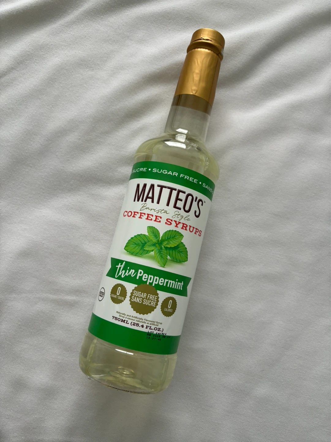 Matteo's Barista Style Thin Peppermint Coffee Syrup (750mL)