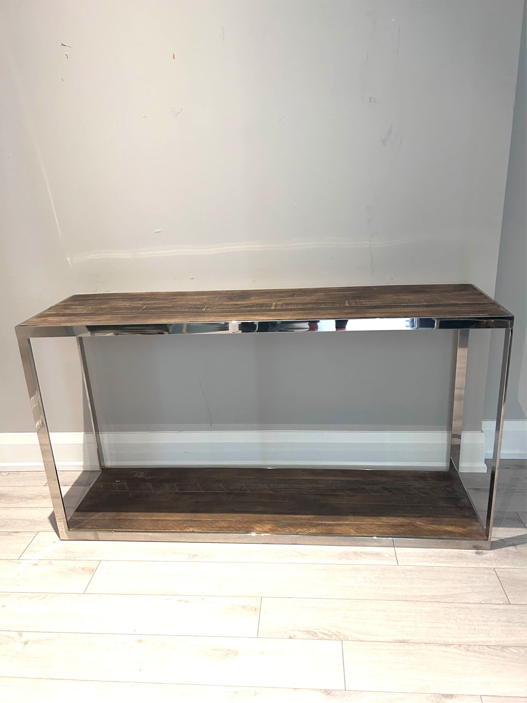 Console Table with Metal Frame and Wood Top