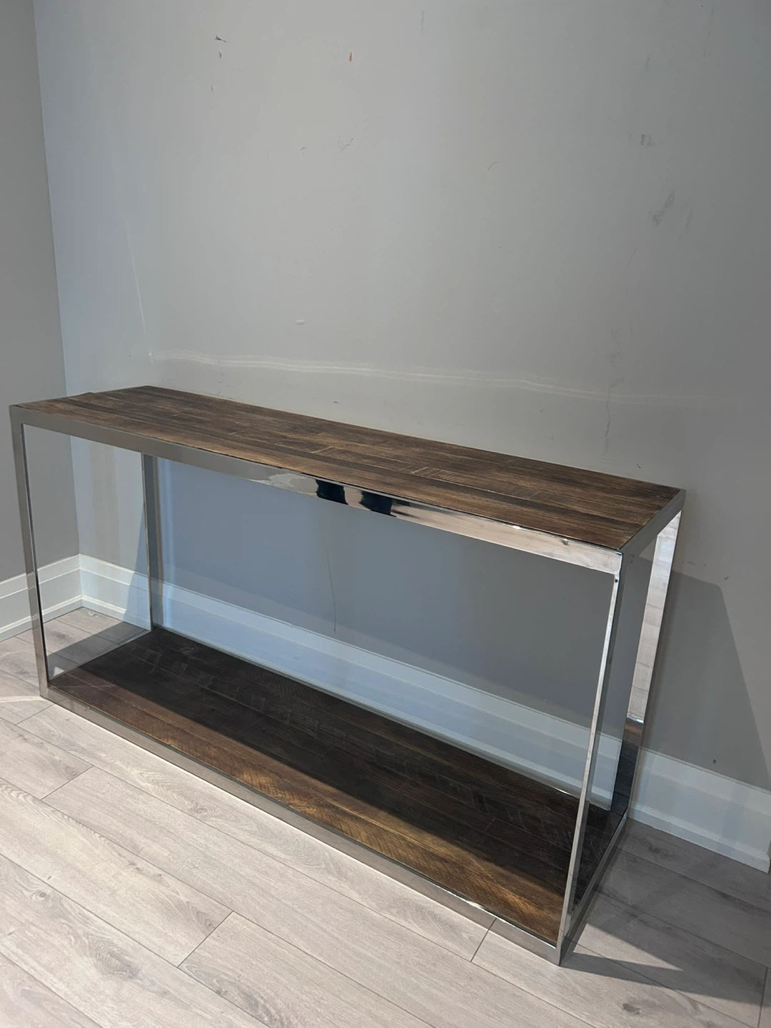 Console Table with Metal Frame and Wood Top - photo 2