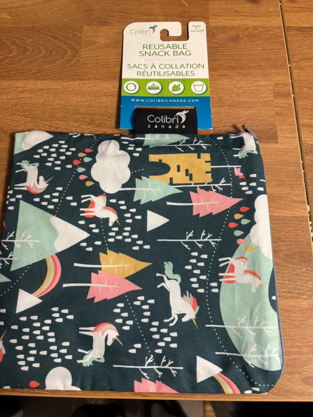 Colibri Canada Reusable Snack Bag - Unicorn Pattern
