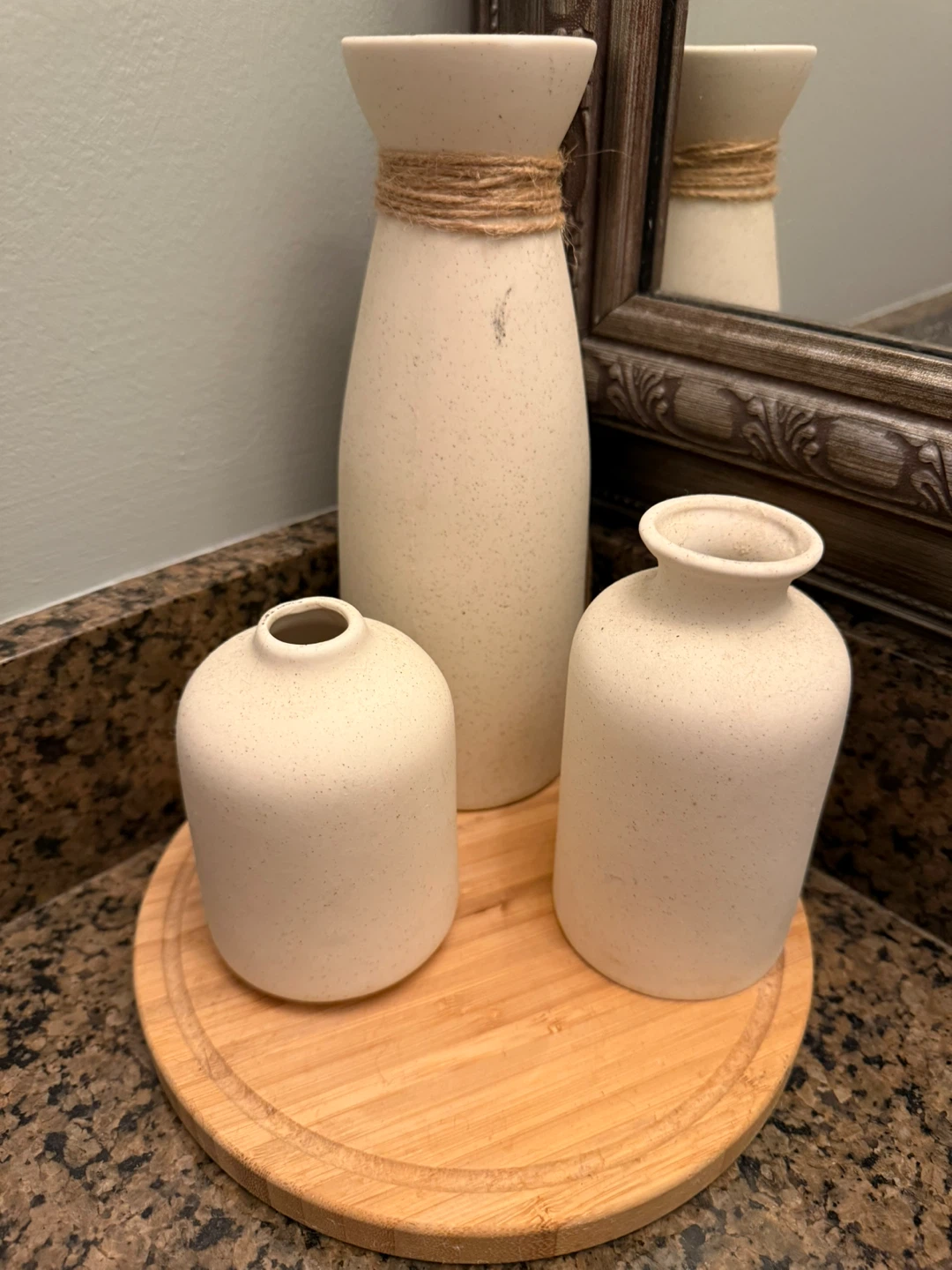 Cream Speckled Ceramic Bud Vases Set of 3