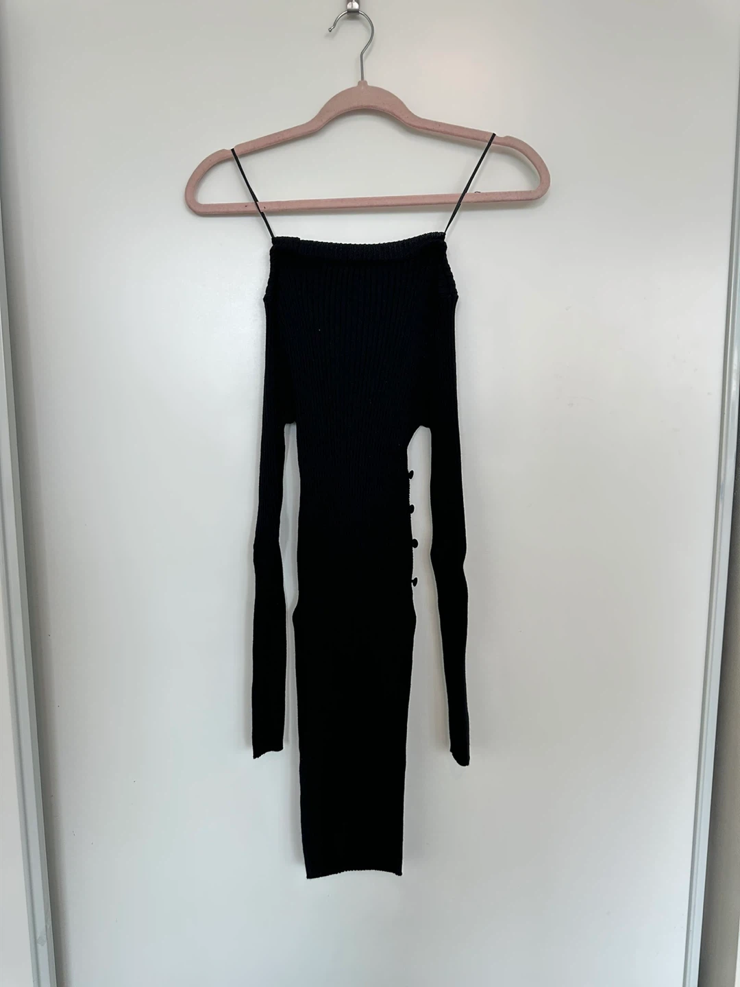 Black ZARA Ribbed Knit Bodycon Dress Size XS