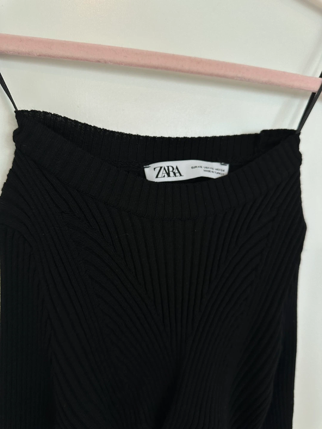 Black ZARA Ribbed Knit Bodycon Dress Size XS - photo 2