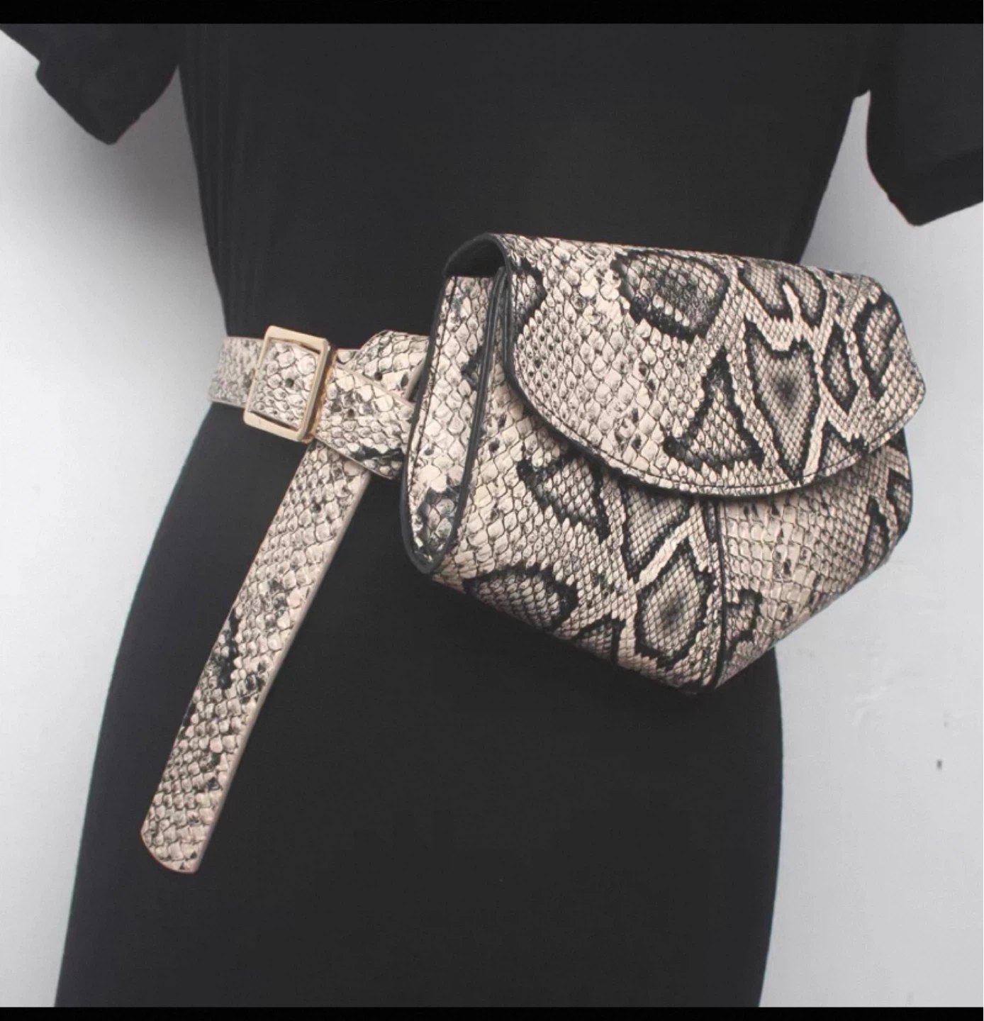Snakeskin Print Belt Bag