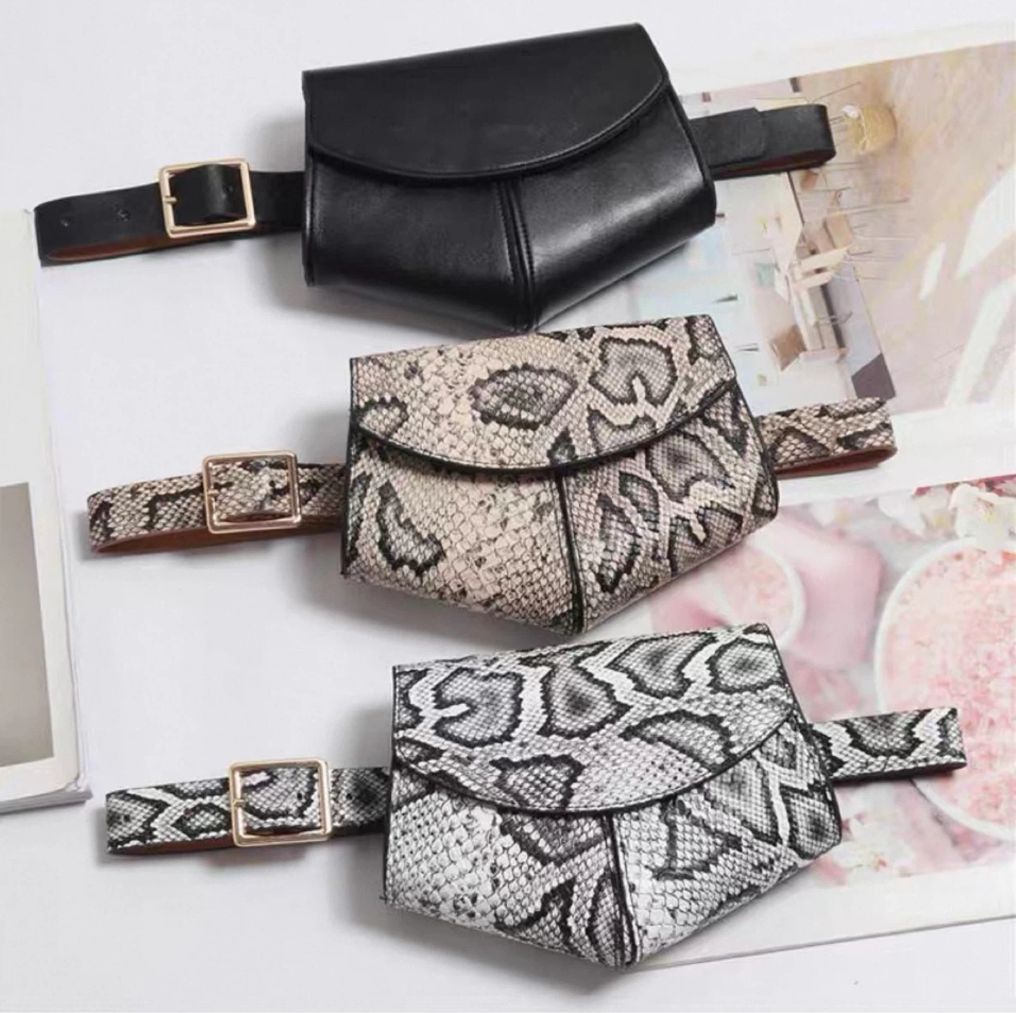 Snakeskin Print Belt Bag - photo 5