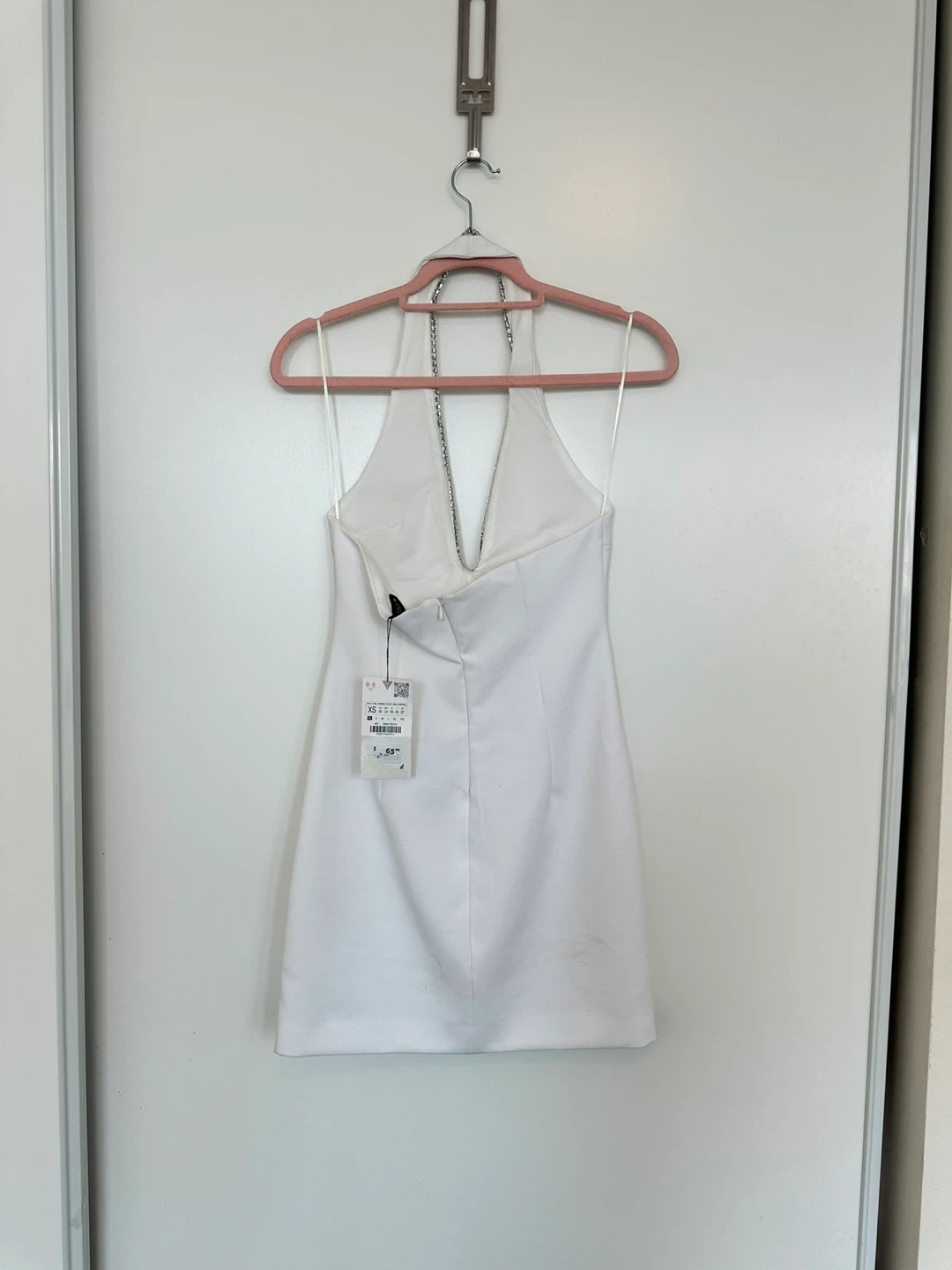 Zara White Halter Dress with Silver Chain Detail - XS - photo 3