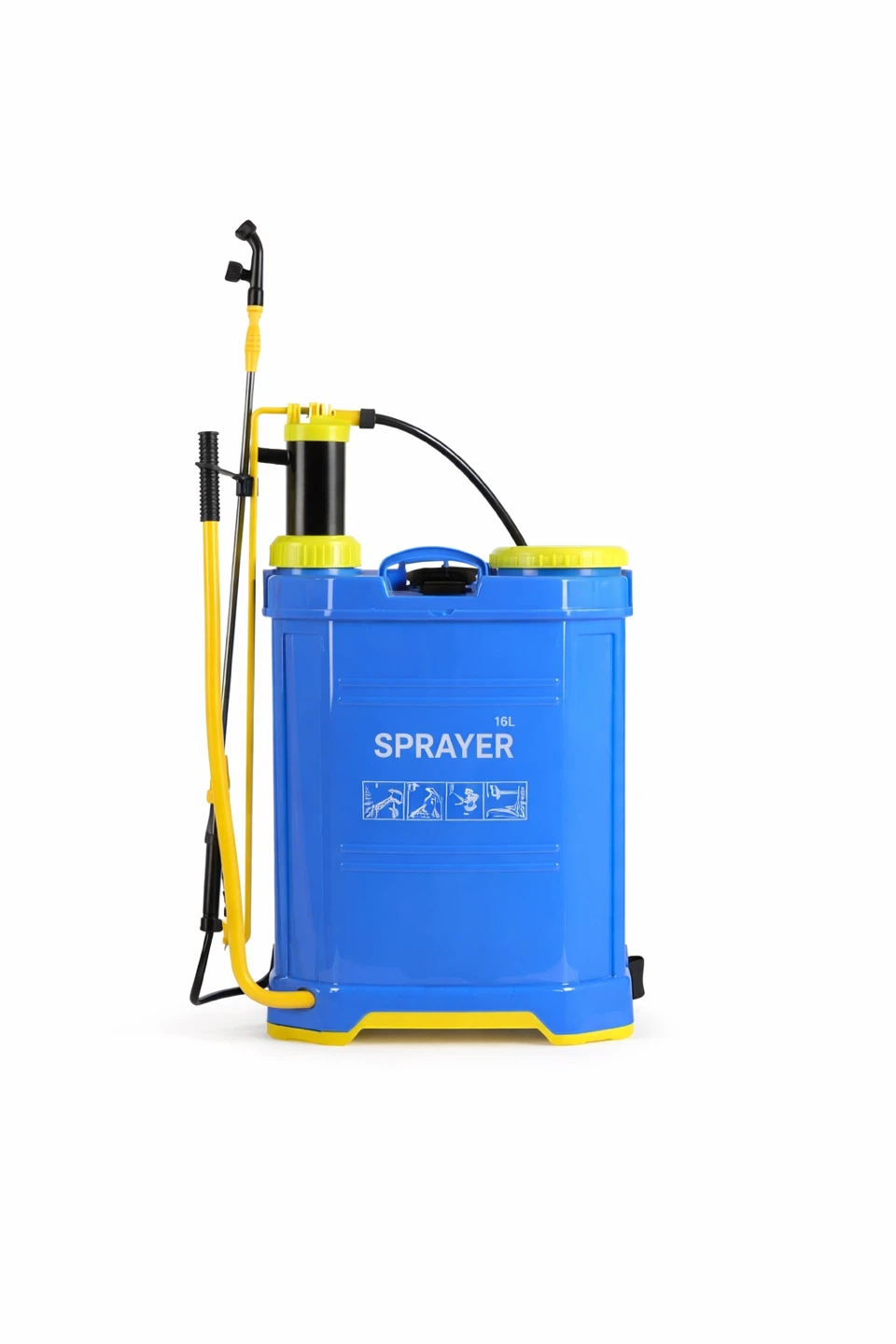 Blue 16L Sprayer with Yellow Accents