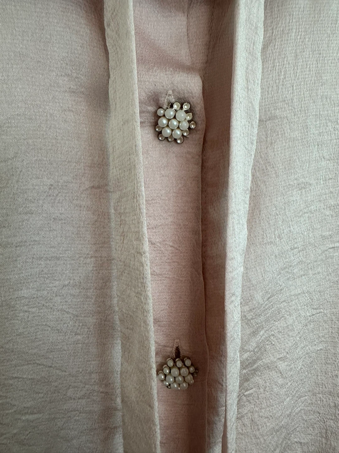 Zara pink long sleeve ruffled collar blouse with pearl buttons - photo 4