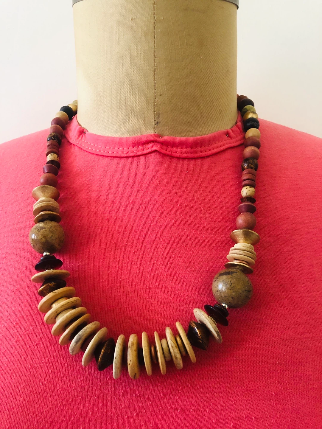 Chunky Wood Beaded Necklace