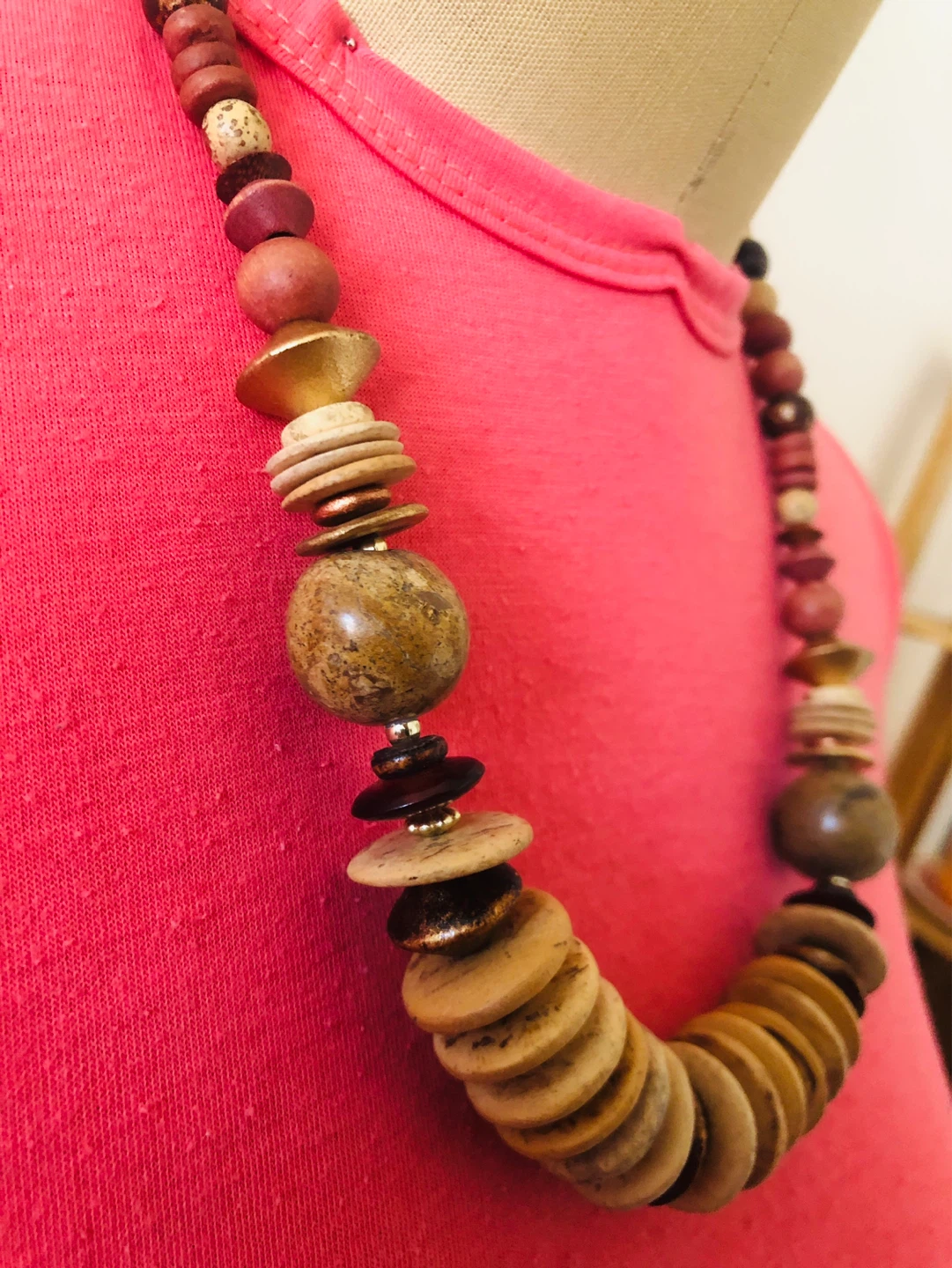 Chunky Wood Beaded Necklace - photo 2