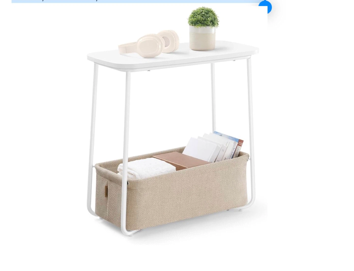 Brand New Side End Table with Fabric Basket
