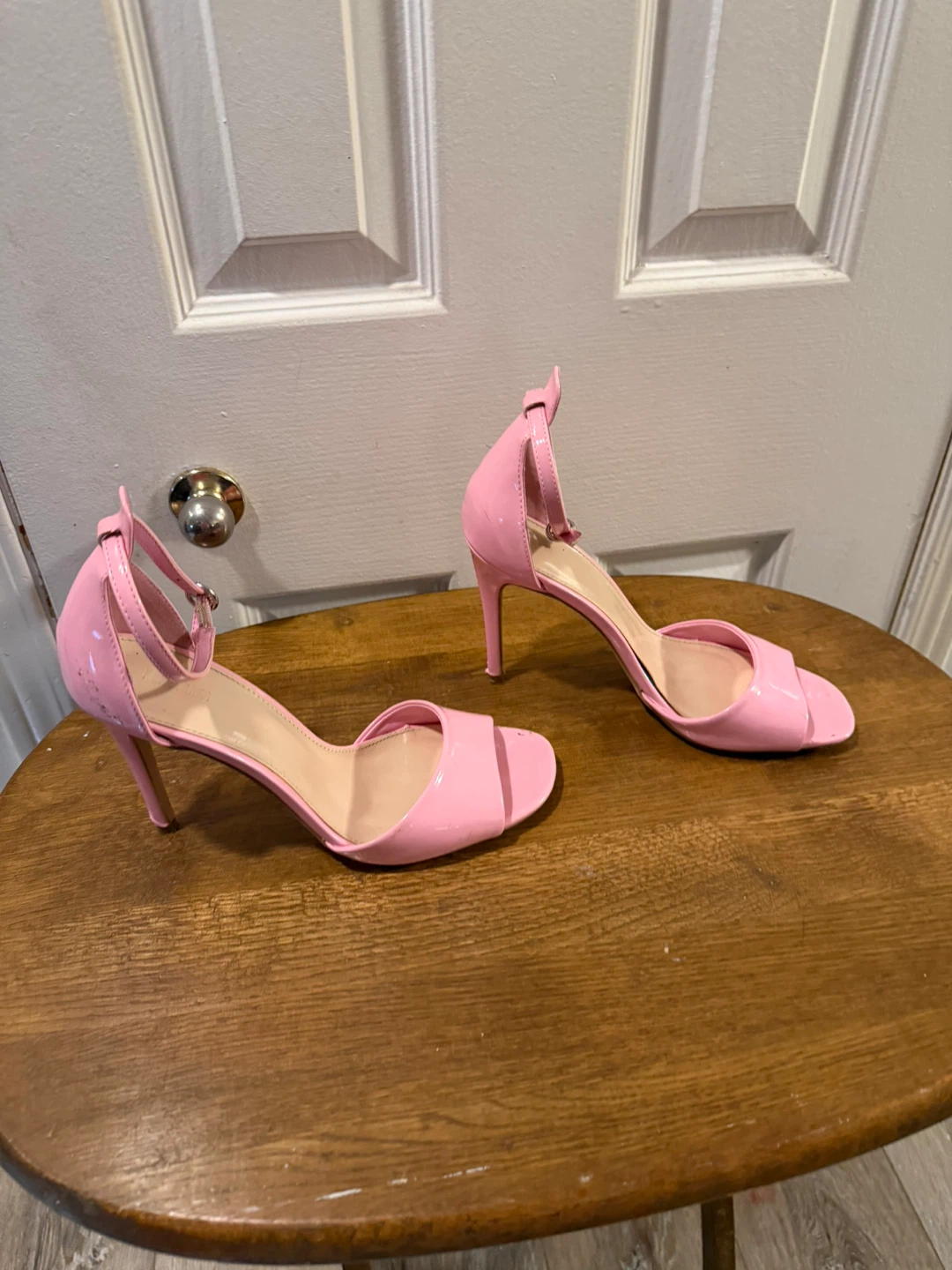 Pink Patent Ankle Strap Heels - photo 2