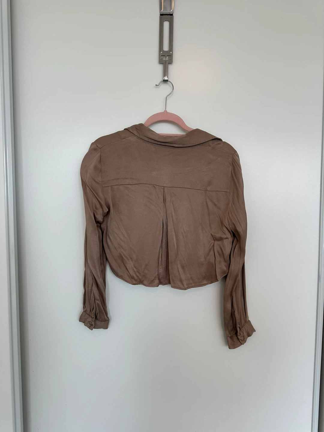 ZARA Brown Cropped Button-Up Shirt Size S - photo 2
