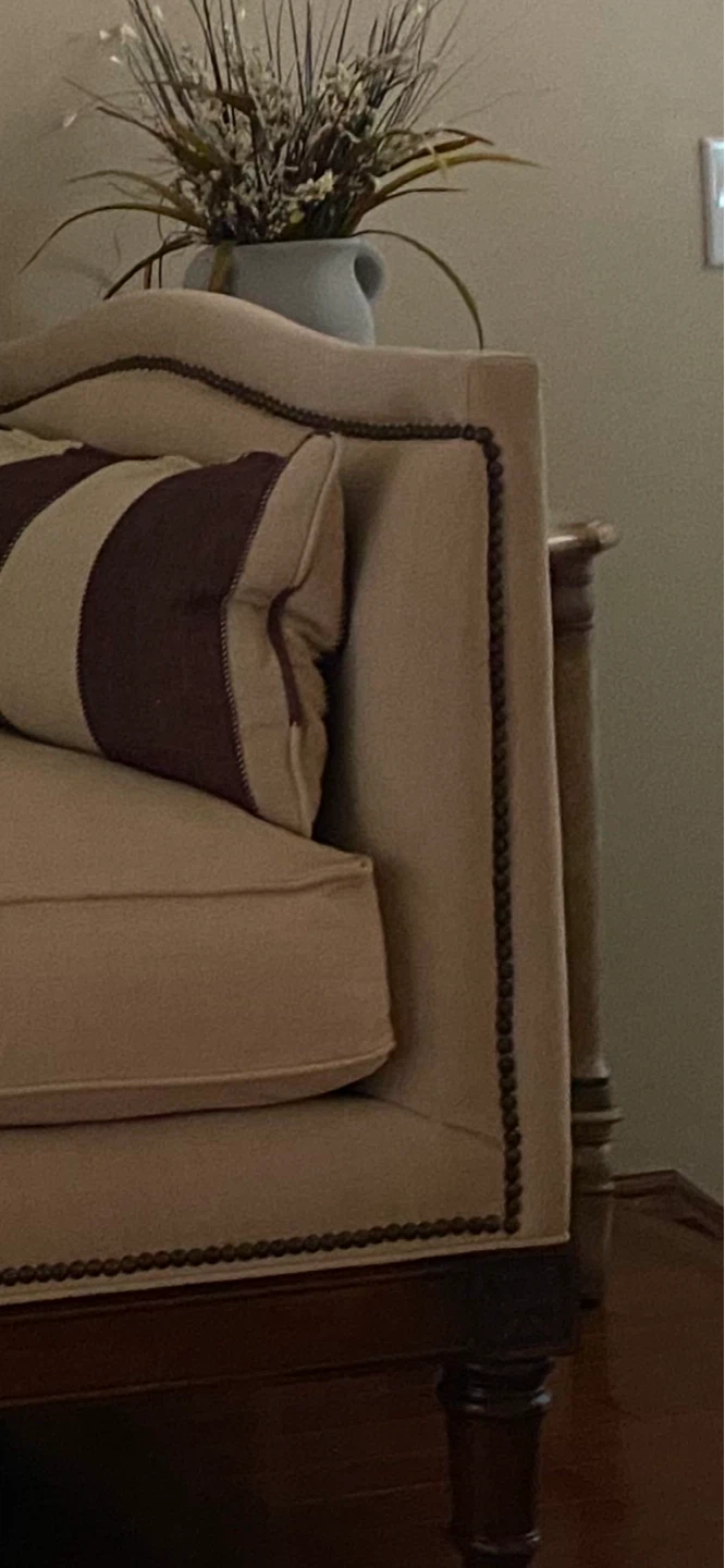 Beige Sofa with Decorative Studding and Pillows - photo 4