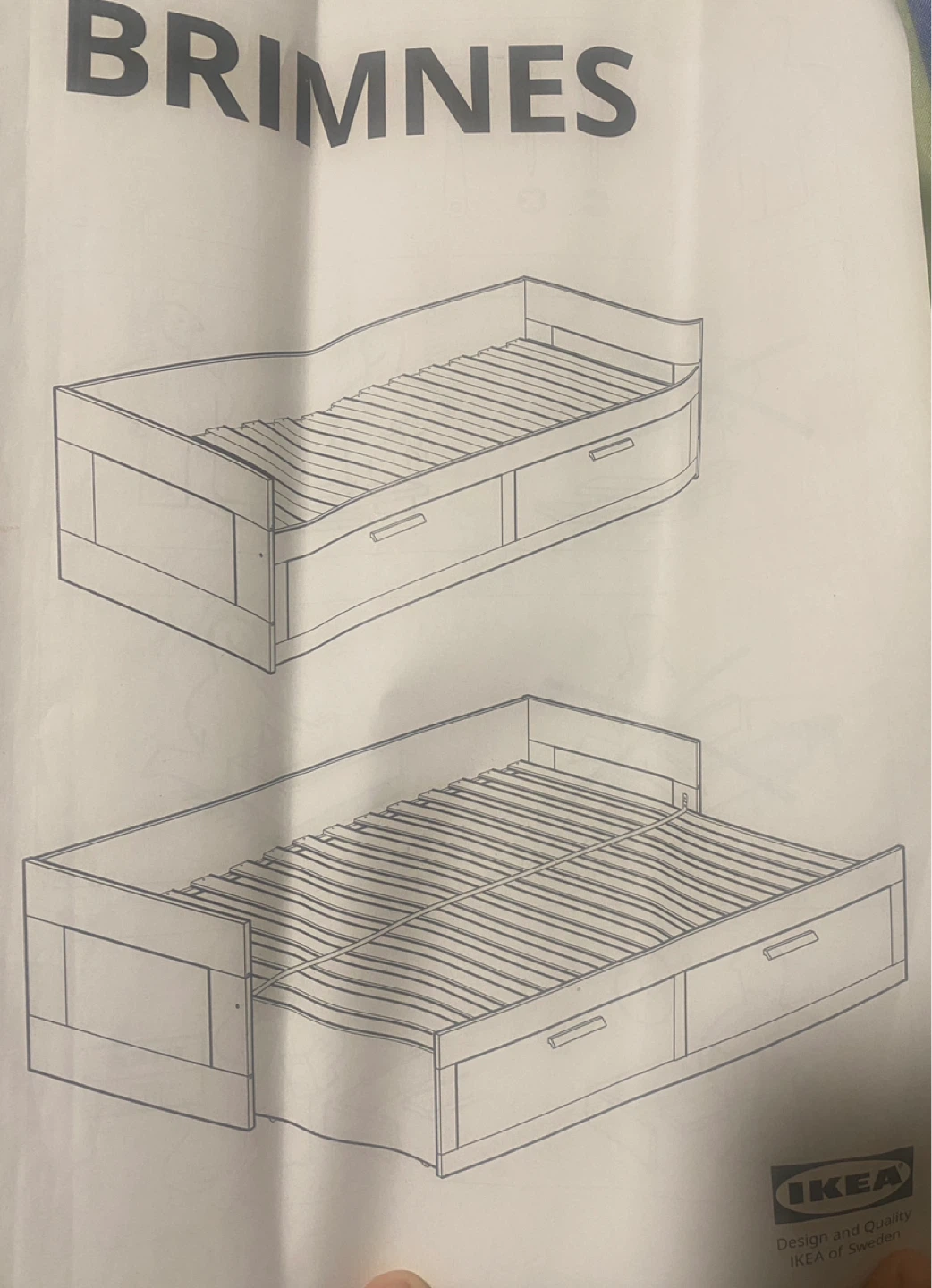 IKEA BRIMNES Bed Frame with 2 Drawers
