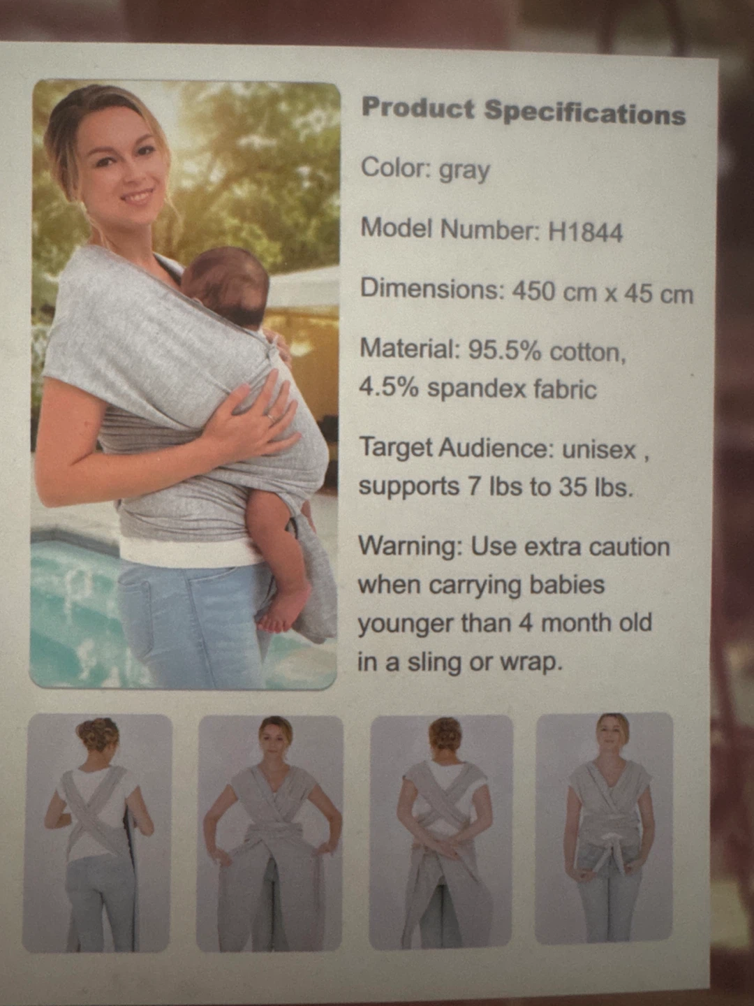InnooBaby Grey Baby Wrap Carrier - photo 2
