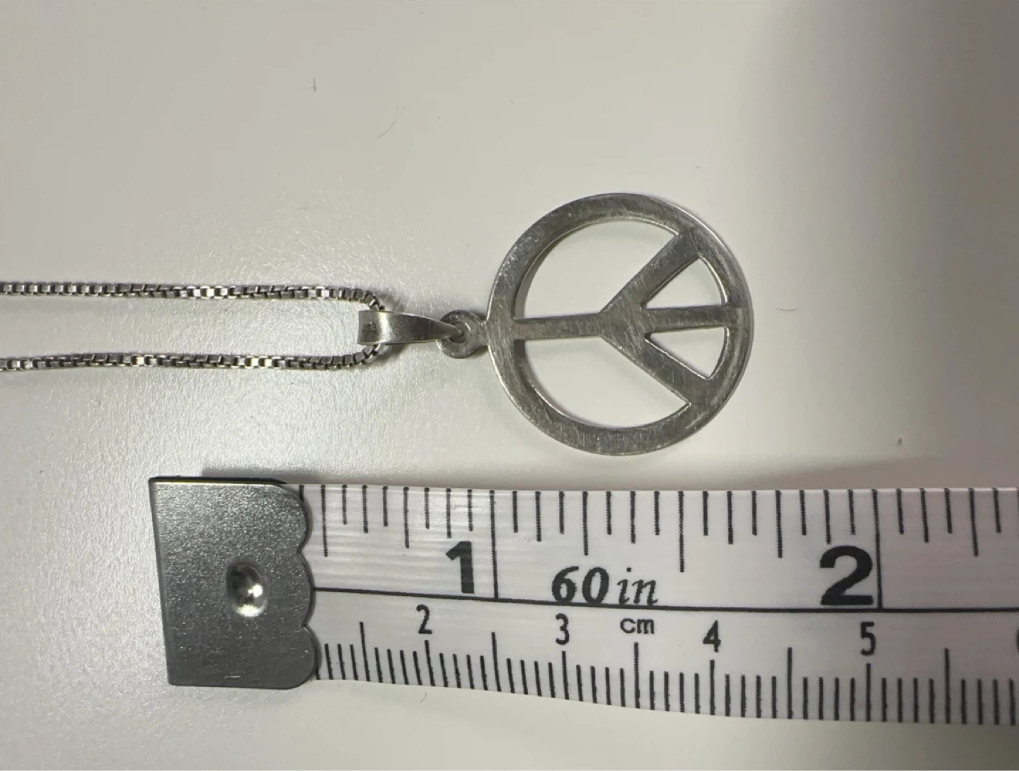 Solid Sterling Silver Peace Sign Pendant Necklace