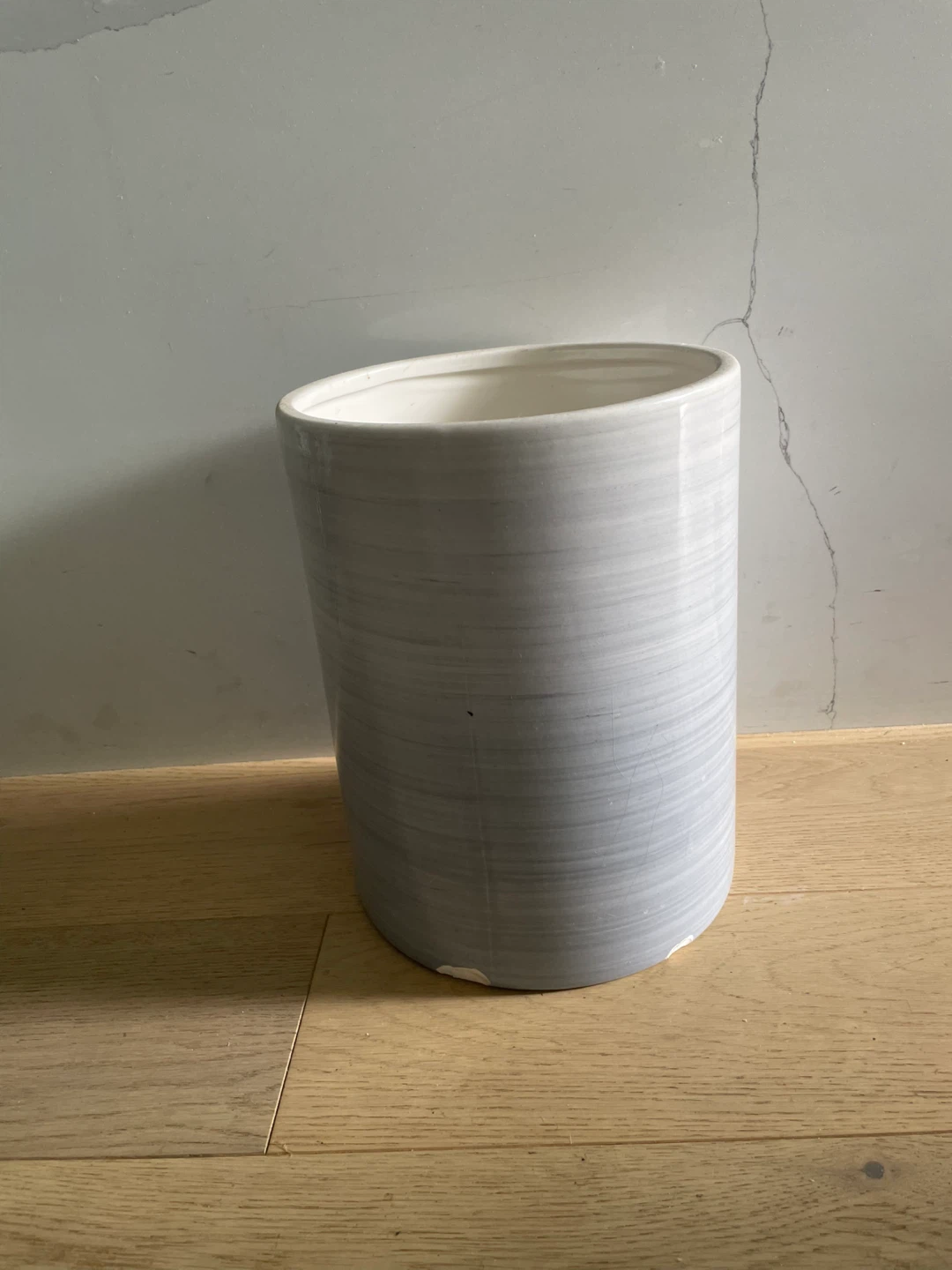 Grey Striped Ceramic Planter