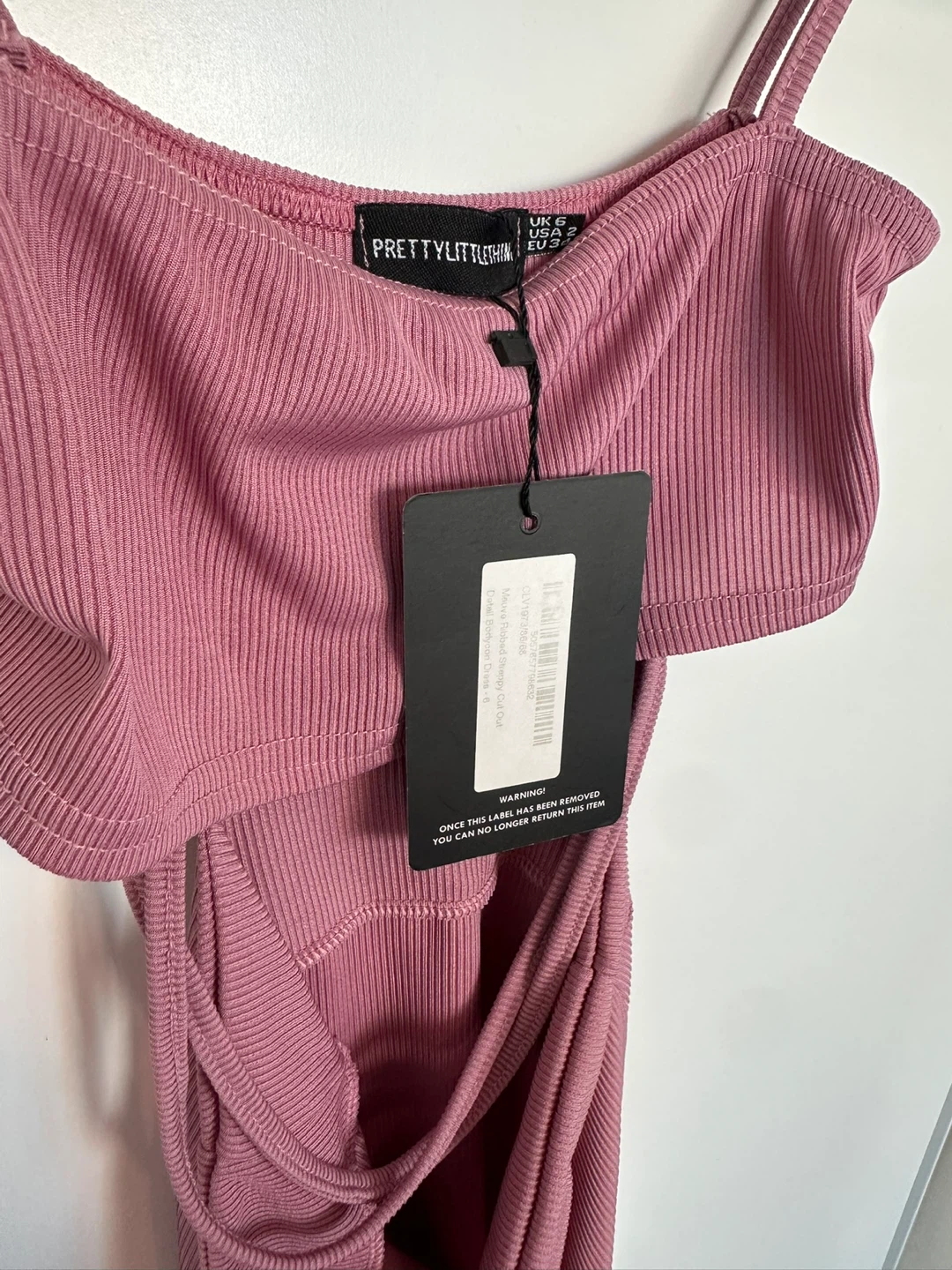 PrettyLittleThing Dusty Rose Ribbed Cut Out Dress - photo 2