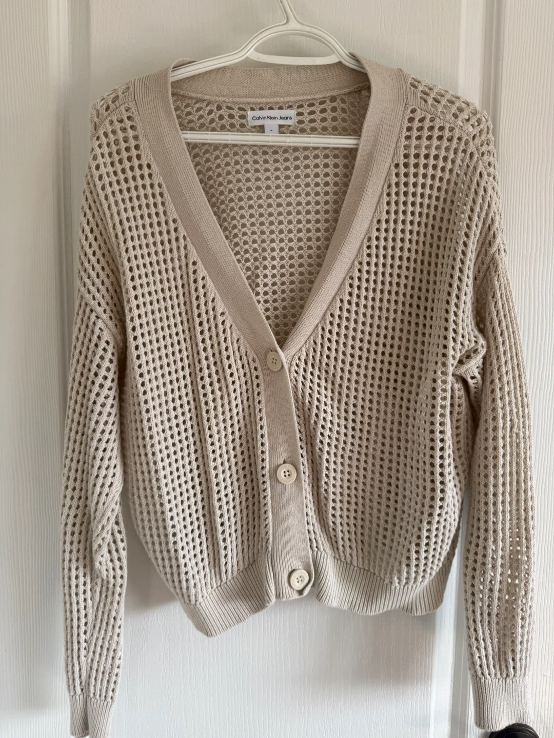 Calvin Klein Jeans Beige Knit Cardigan - Size M