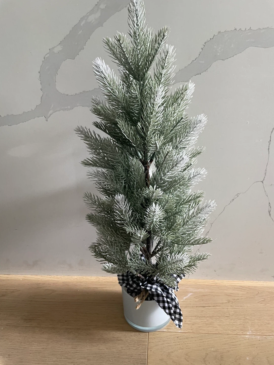 Mini Christmas Tree with Buffalo Check Bow