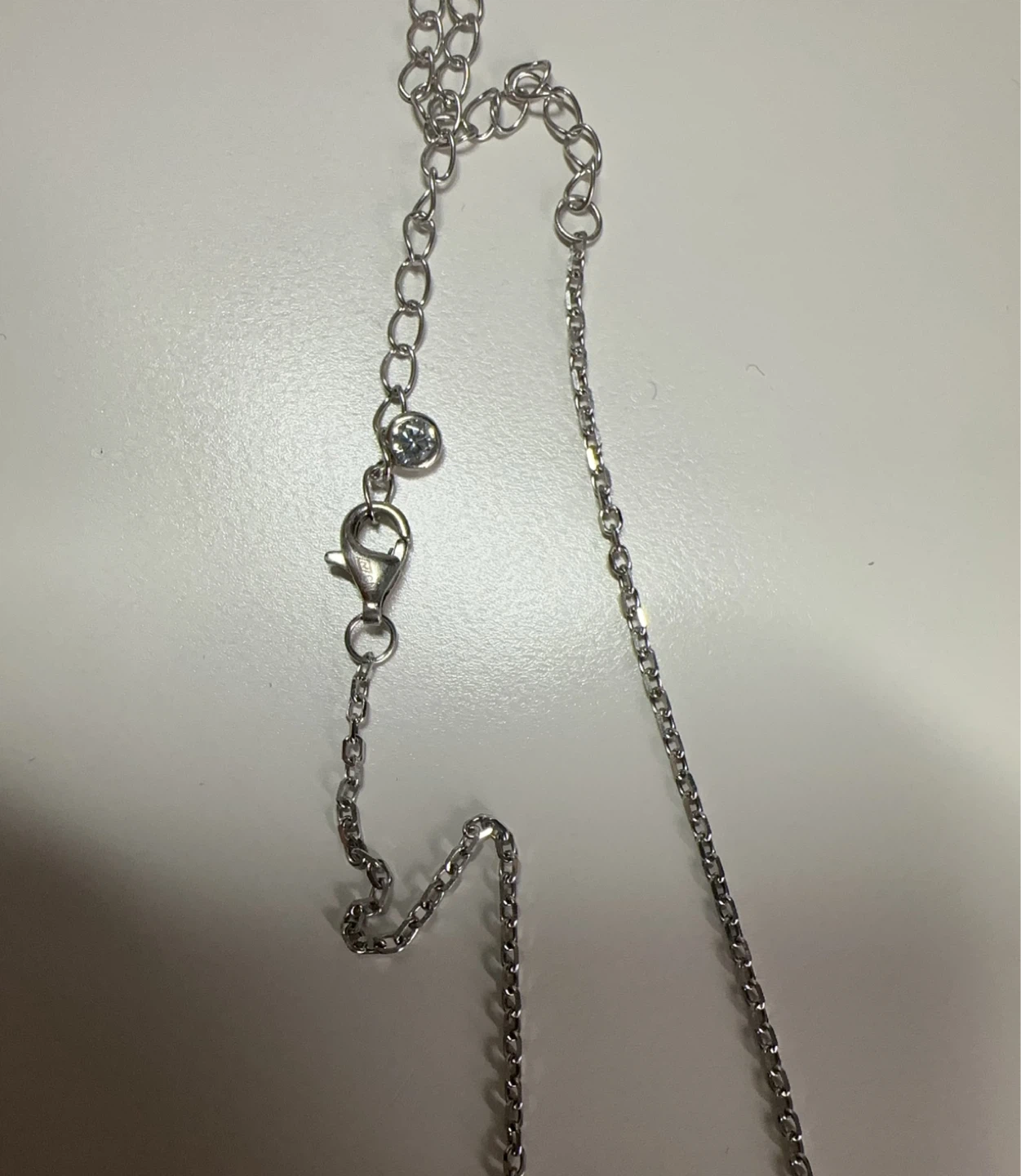 Sterling Silver necklace with blue heart opal and crystals - photo 3