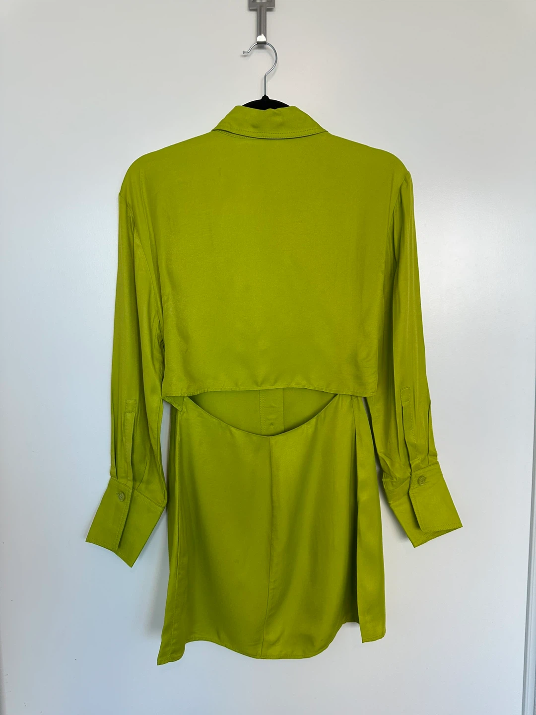 ZARA Lime Green Cutout Shirt Dress - photo 3