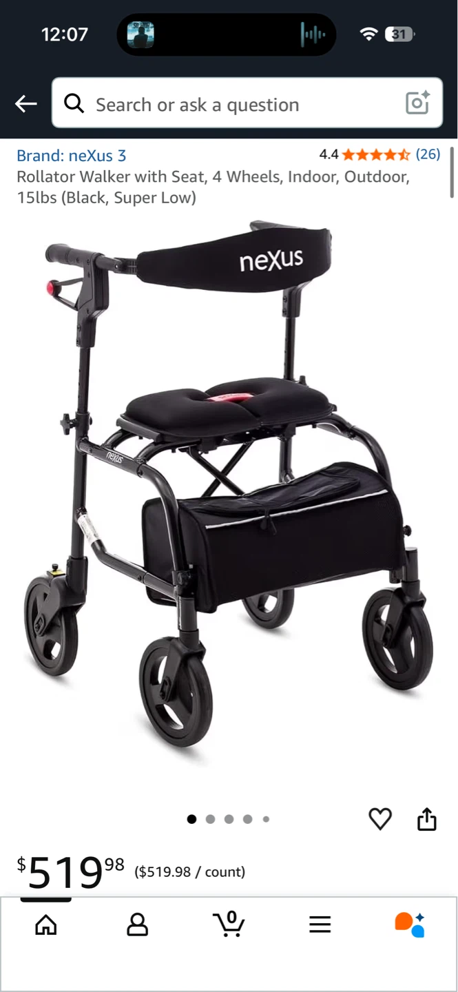 Nexus 3 Rollator Walker with Seat