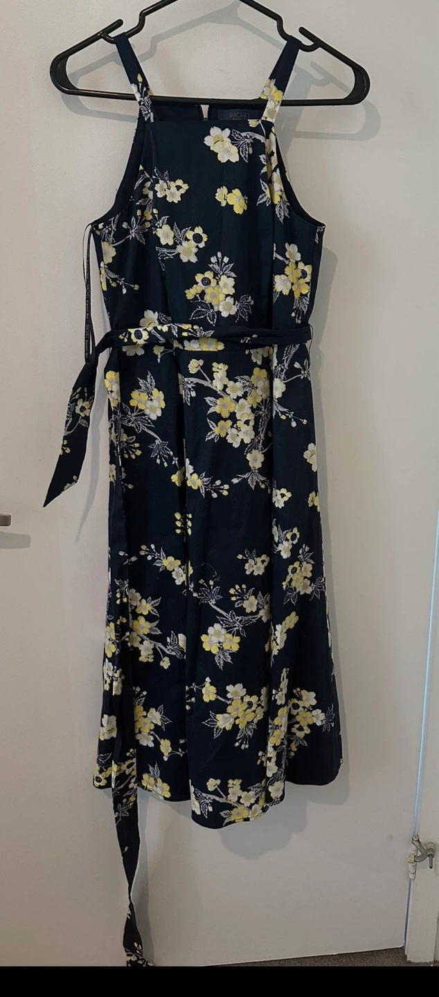 Navy Floral Halter Dress