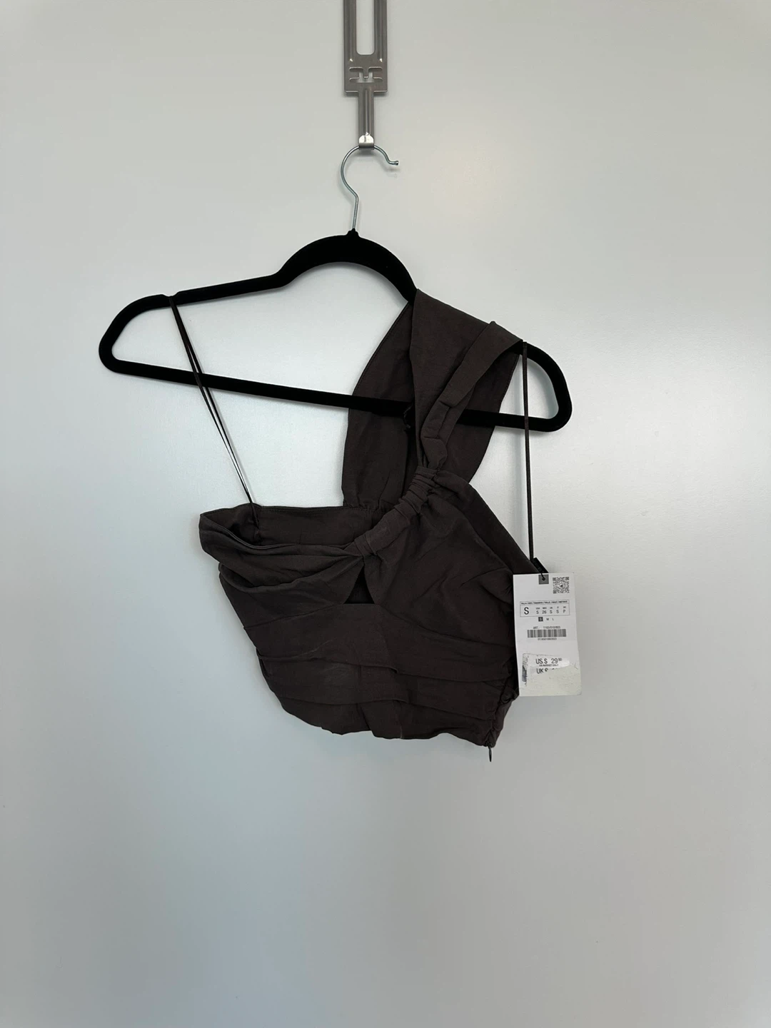 ZARA Brown Linen Blend Crop Top Size S