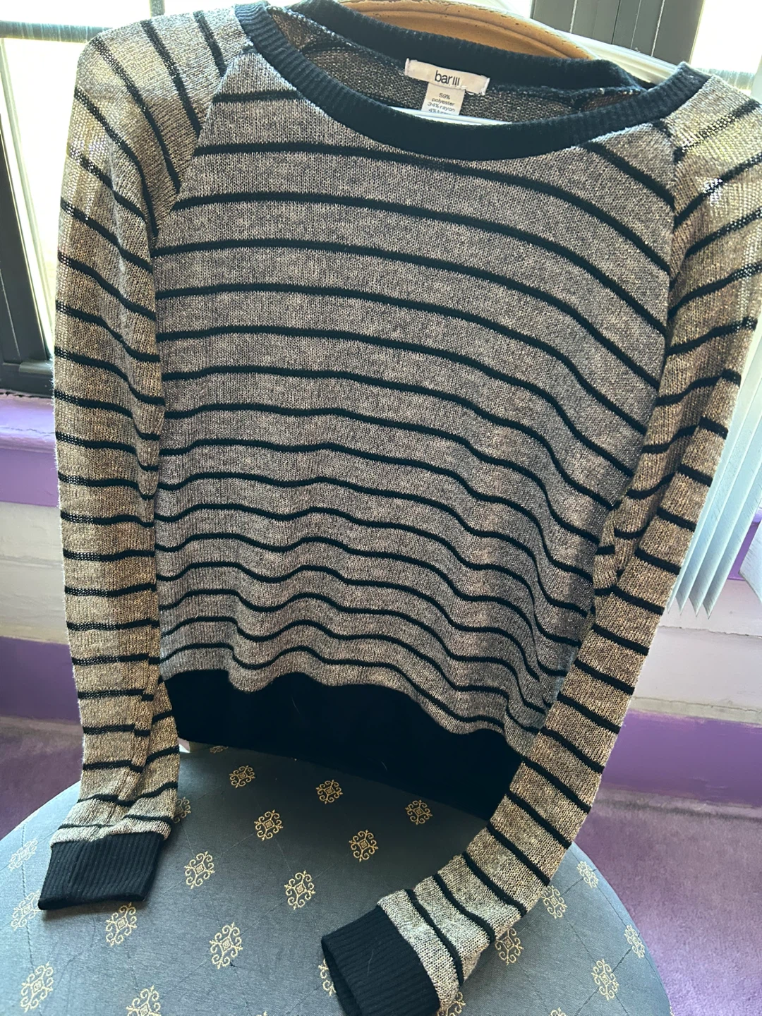 Bar III Striped Lightweight Sweater - photo 2