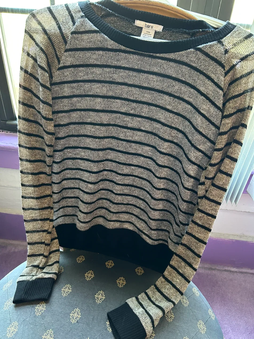 Bar III Striped Lightweight Sweater - photo 2