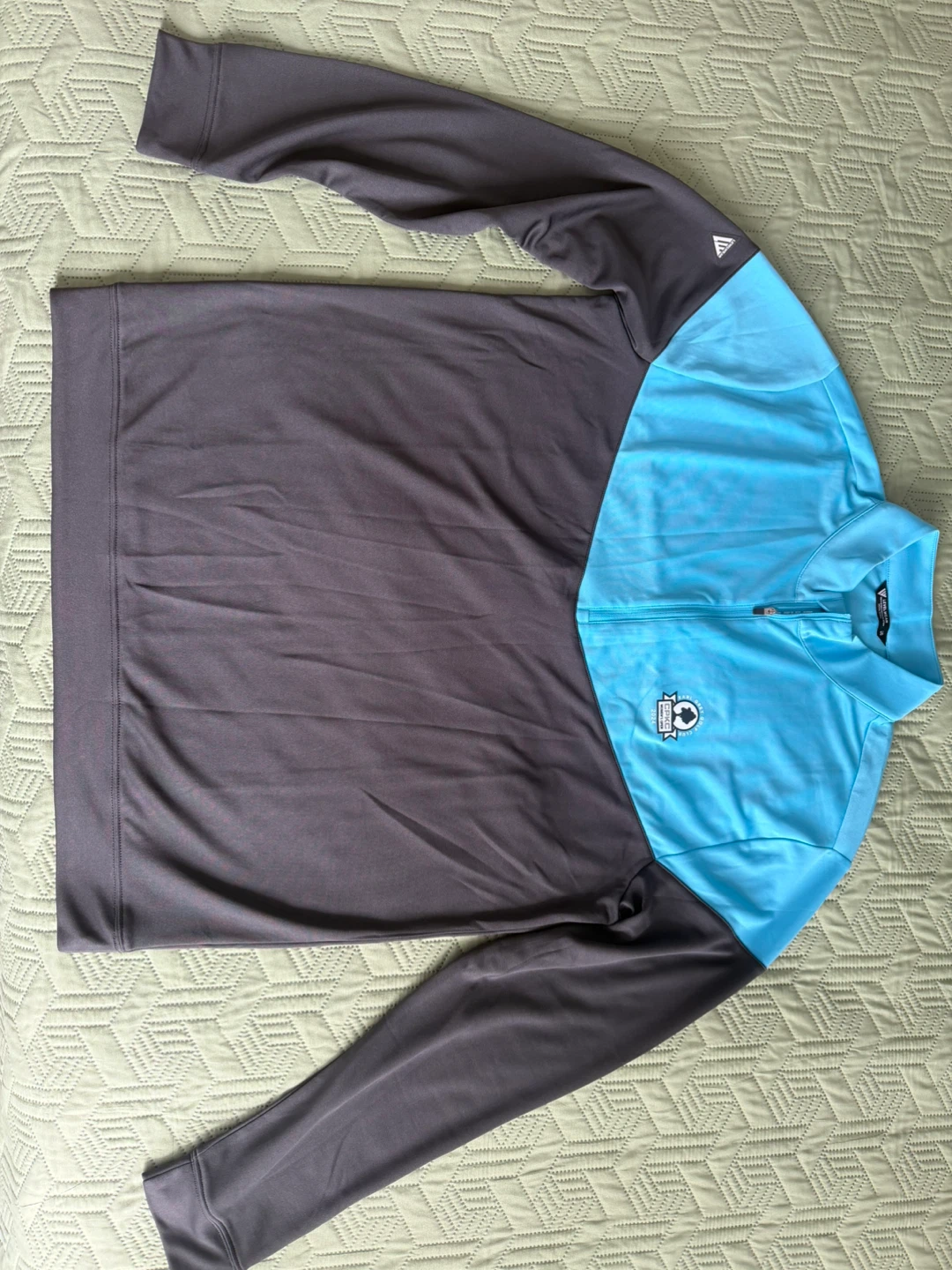 Levelwear 1/4 Zip Long Sleeve Shirt L/G Grey/Blue