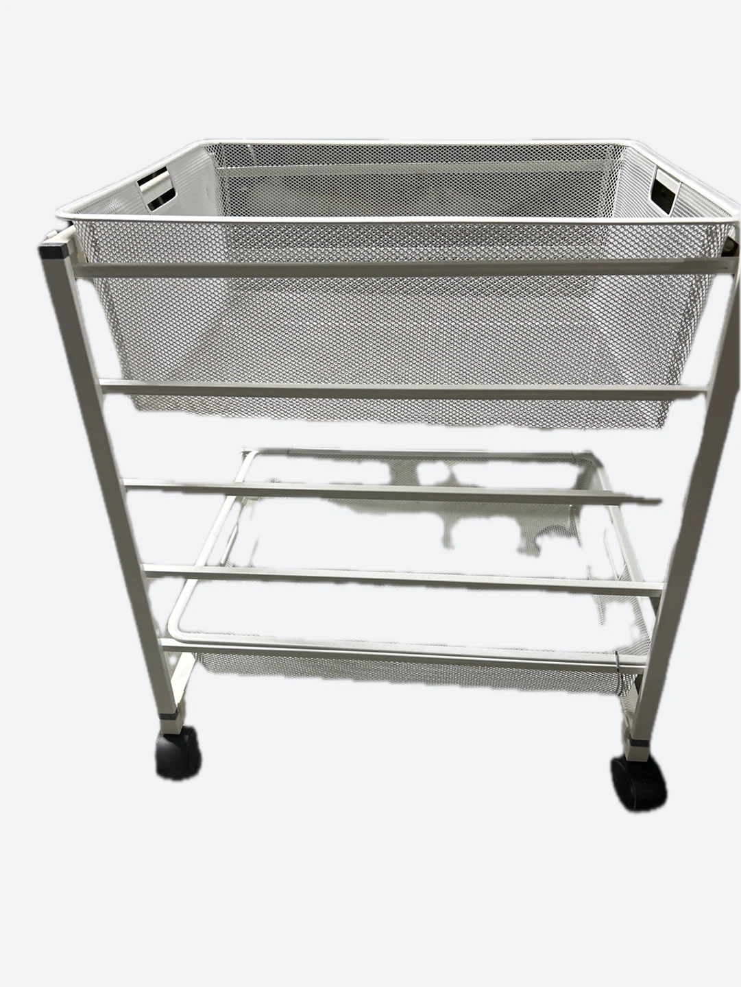White Mesh Storage Cart with Wheels