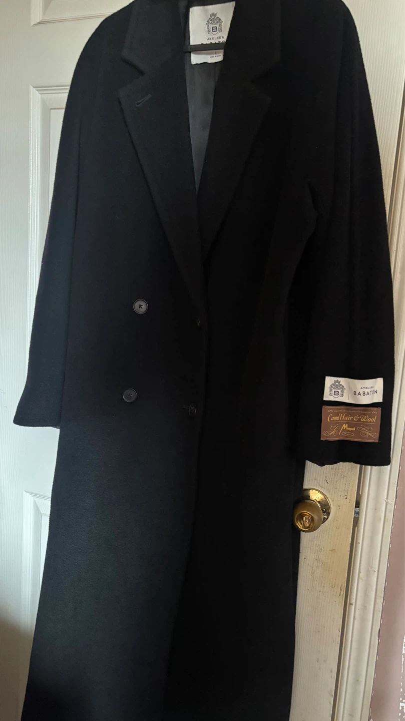 Babaton Atelier Black Wool Blend Coat Size 3 - photo 2