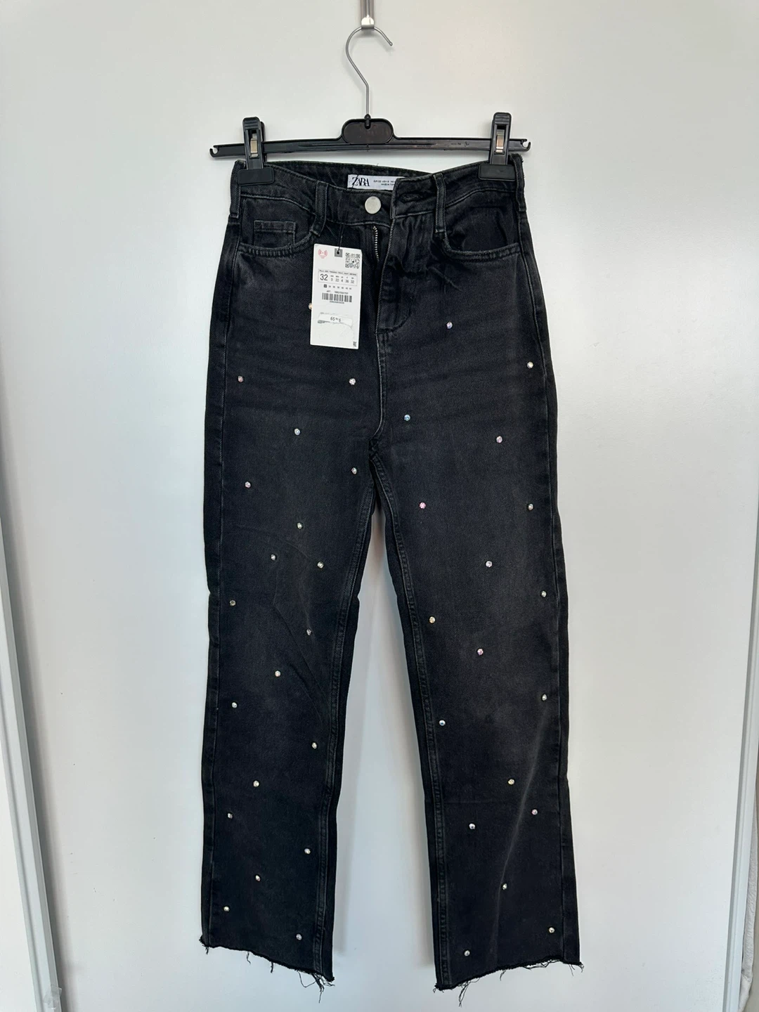 ZARA High Rise Straight Jewel Jeans
