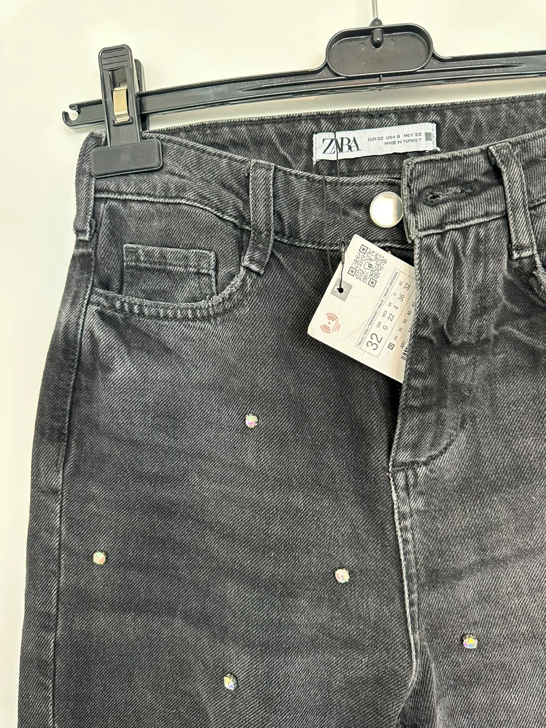 ZARA High Rise Straight Jewel Jeans - photo 4