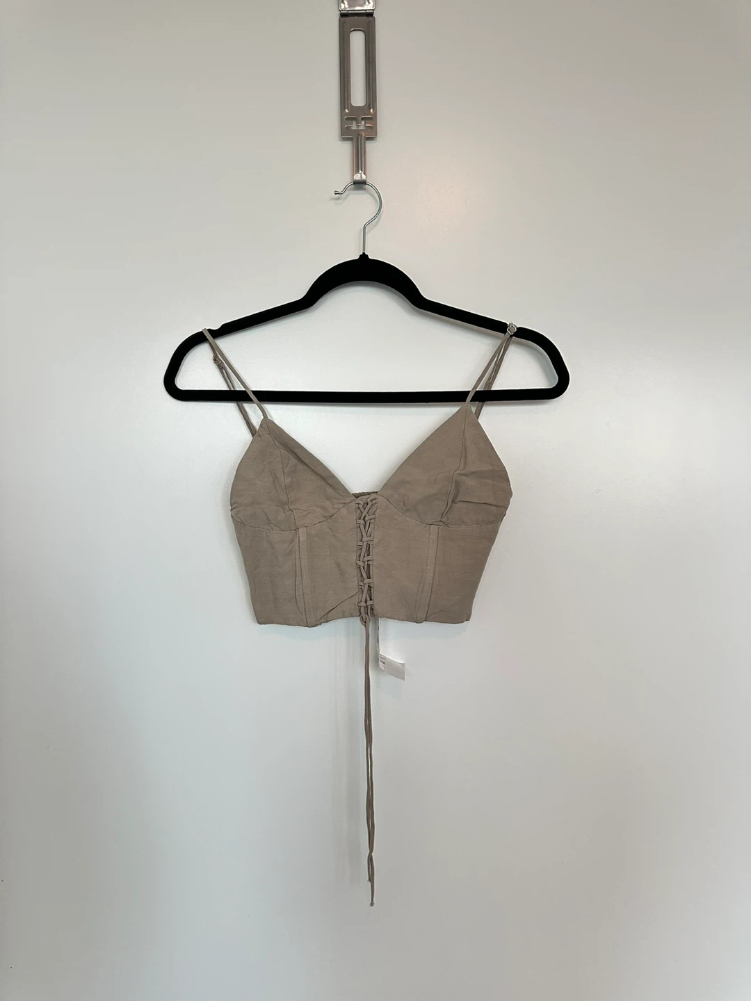 Zara Corset Crop Top - Taupe - XS