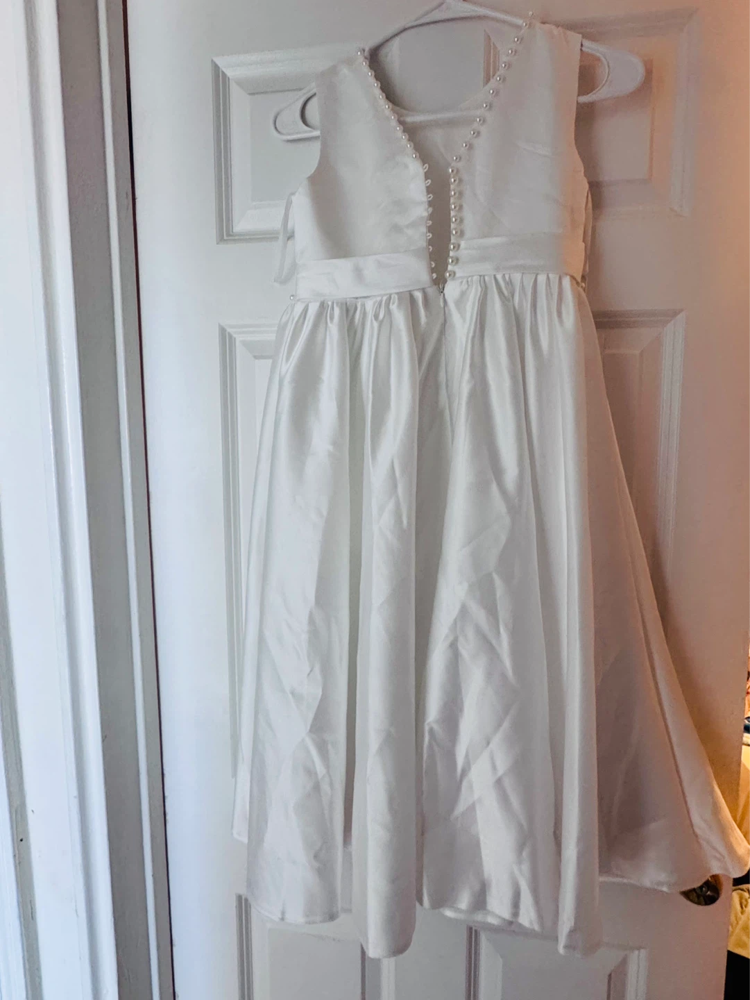 White Flower Girl Dress with Pearl Accents - photo 2