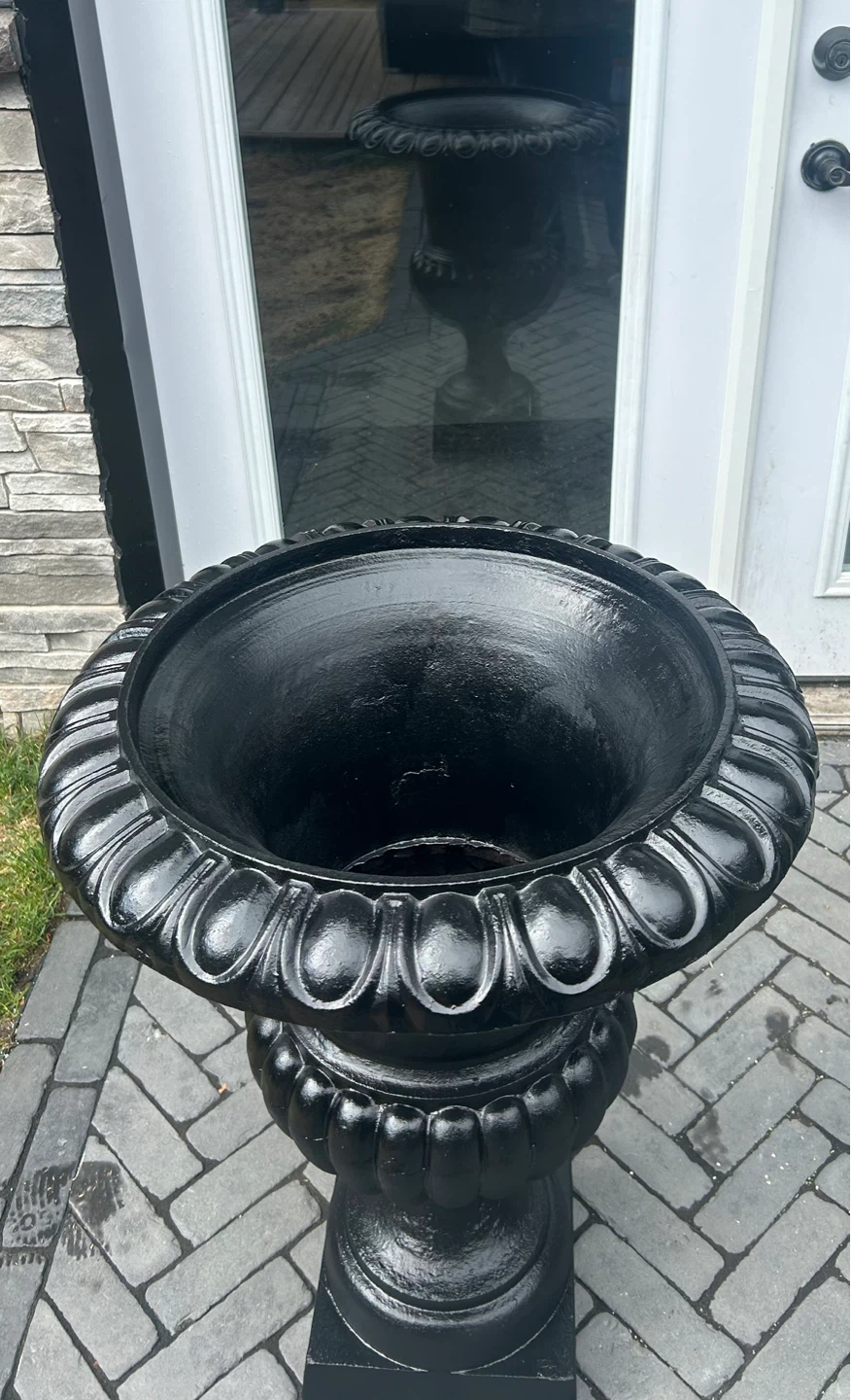 TWO Antique Large Cast Iron Garden Urns/Planters - photo 4